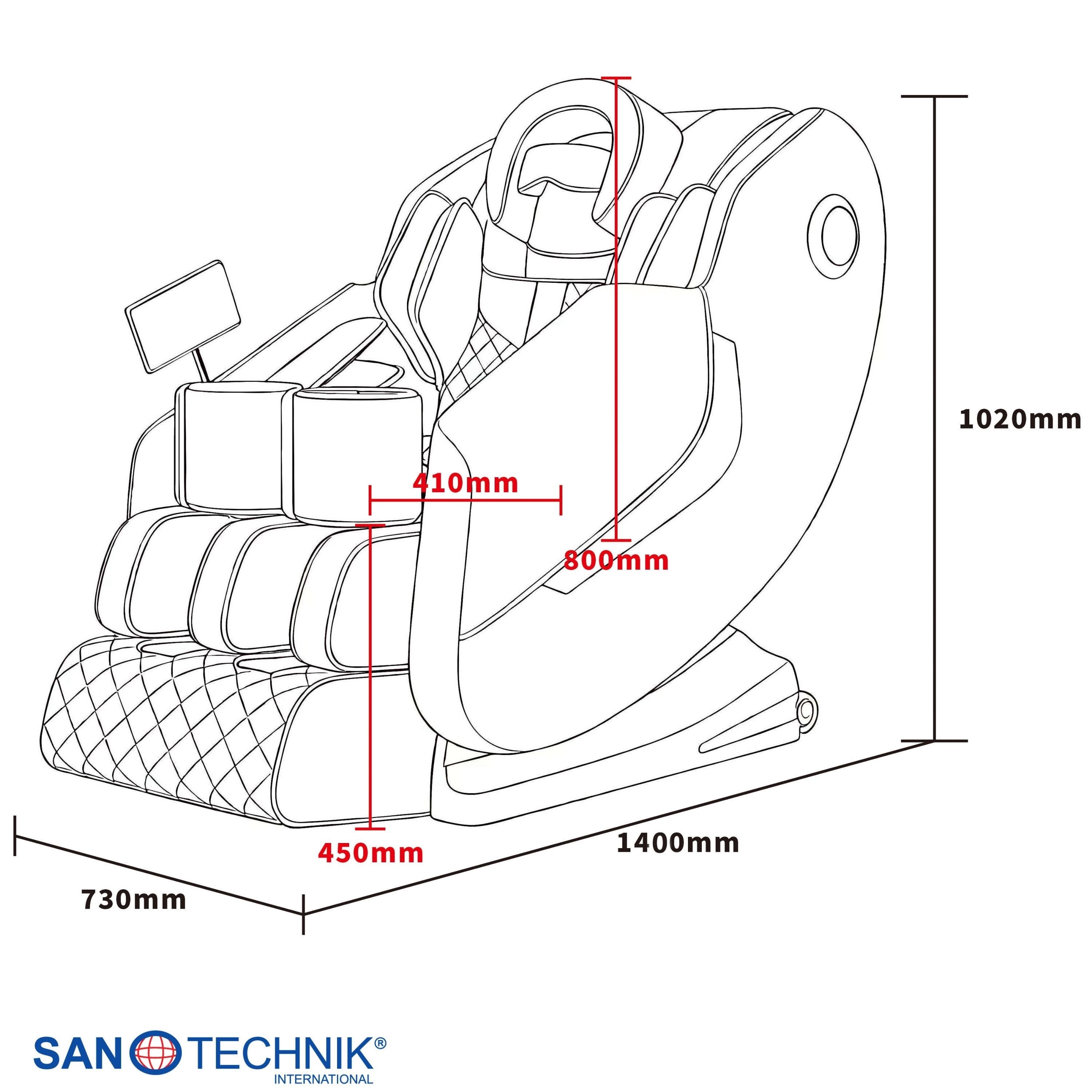 Sillón de masaje de lujo WELLORA, beige