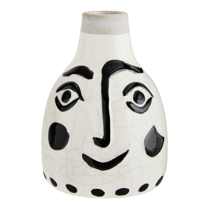 Steinzeug Vase mit Gesicht Ø 14x21 cm