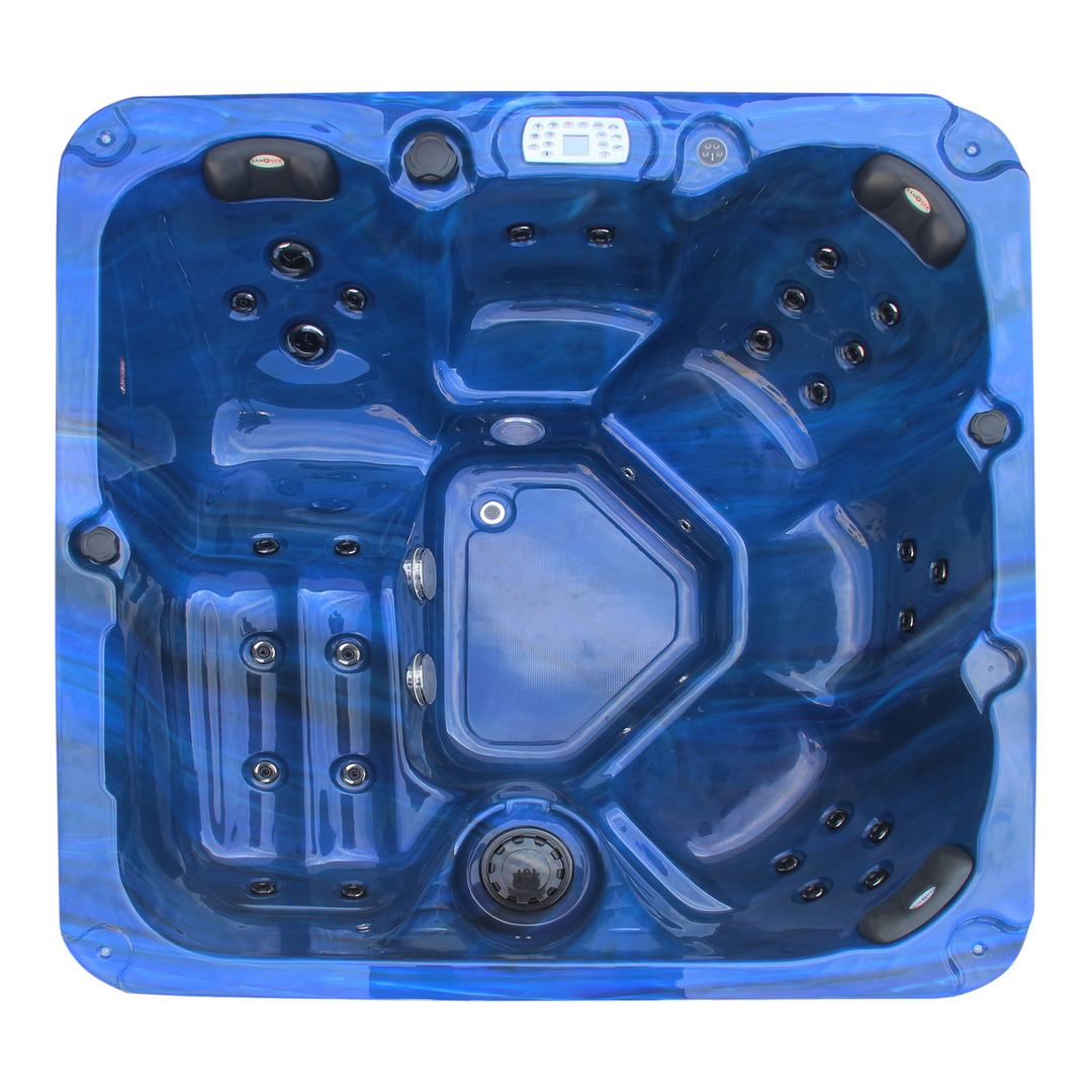 Outdoorwhirlpool PALMA Blau inkl. Abdeckung und Stiege 190x190x86 cm