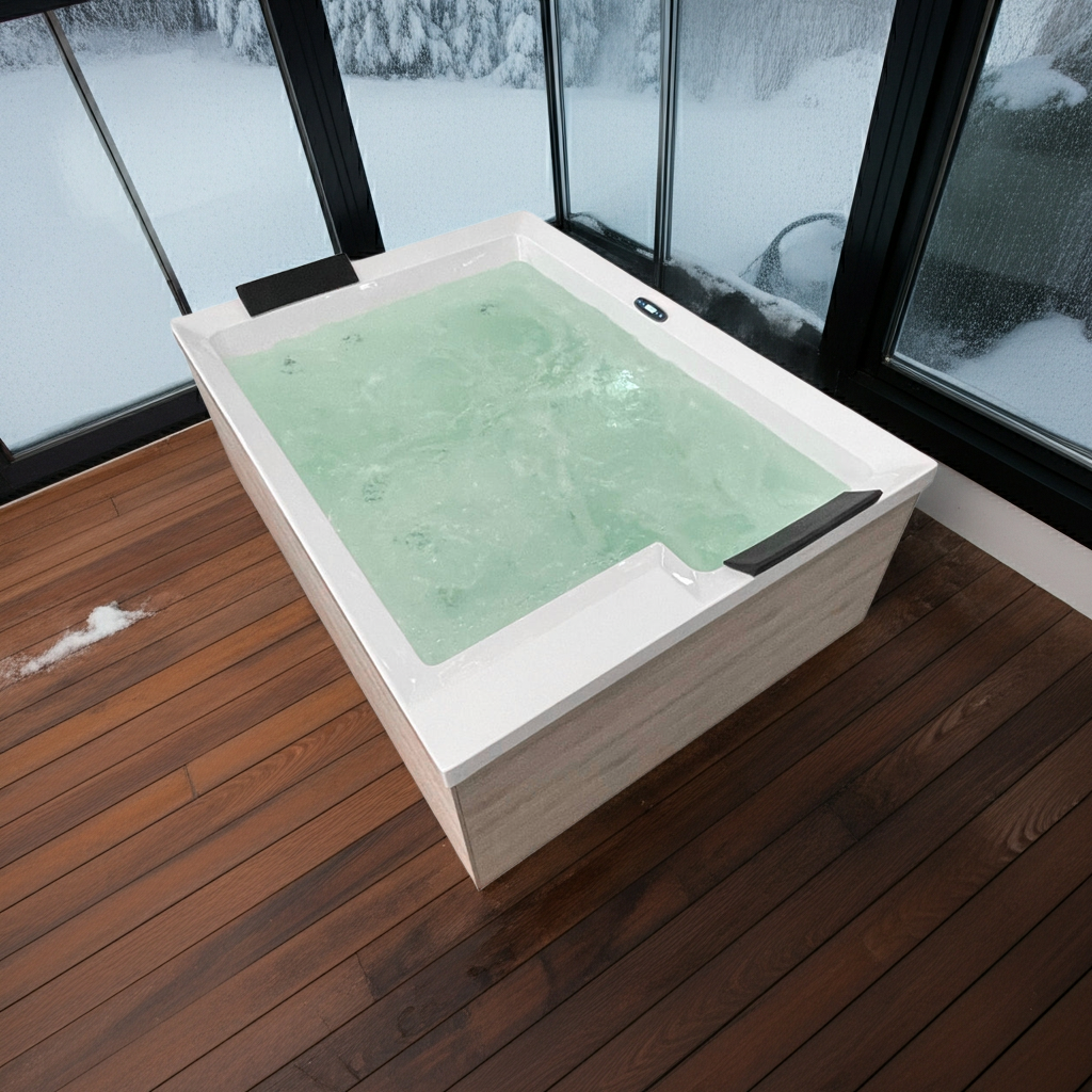 Outdoor whirlpool ZADAR WHITE incl. cover + steps 190x140x70 cm frost-proof