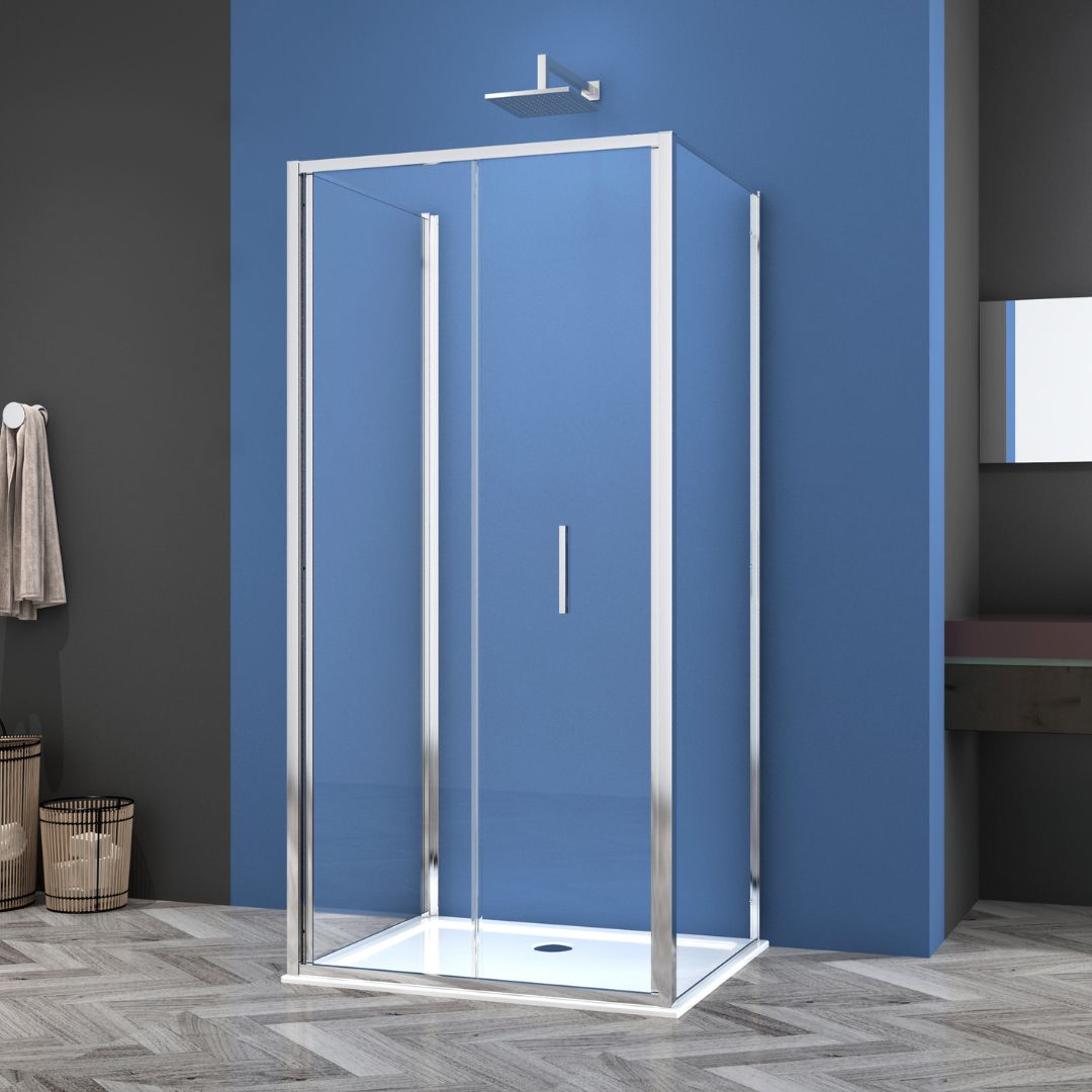 Falttür chrom 6mm Easy-Clean in 3 verschiedenen Größen