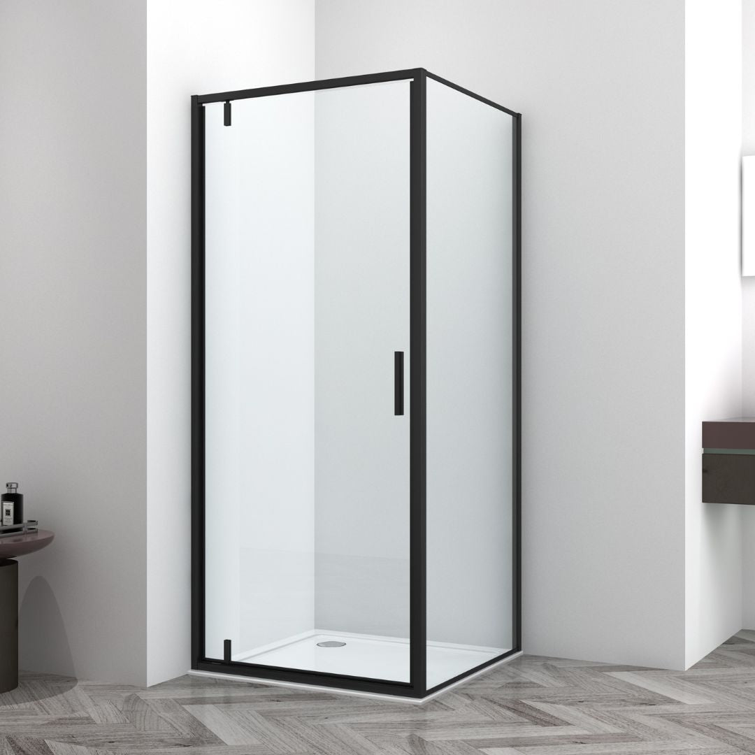 Schwenktür schwarz 6mm ESG Easy-Clean in 4 verschiedenen Größen