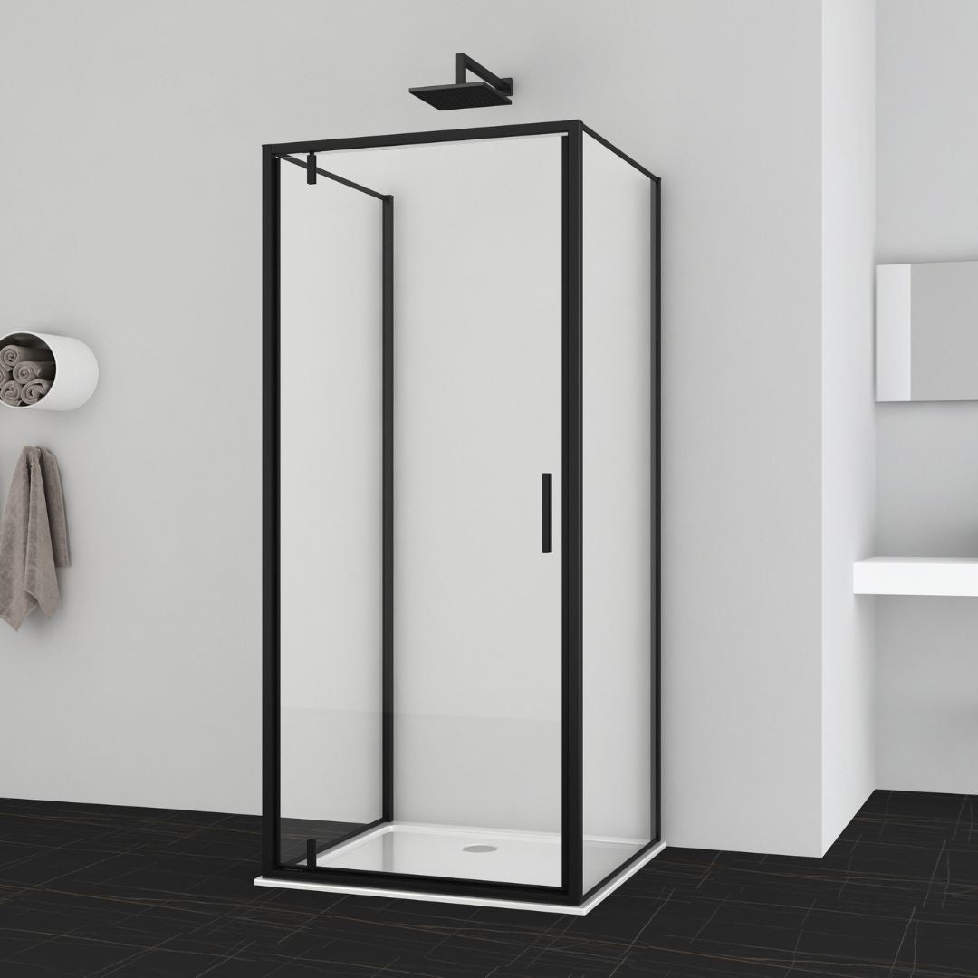 Schwenktür schwarz 6mm ESG Easy-Clean in 4 verschiedenen Größen