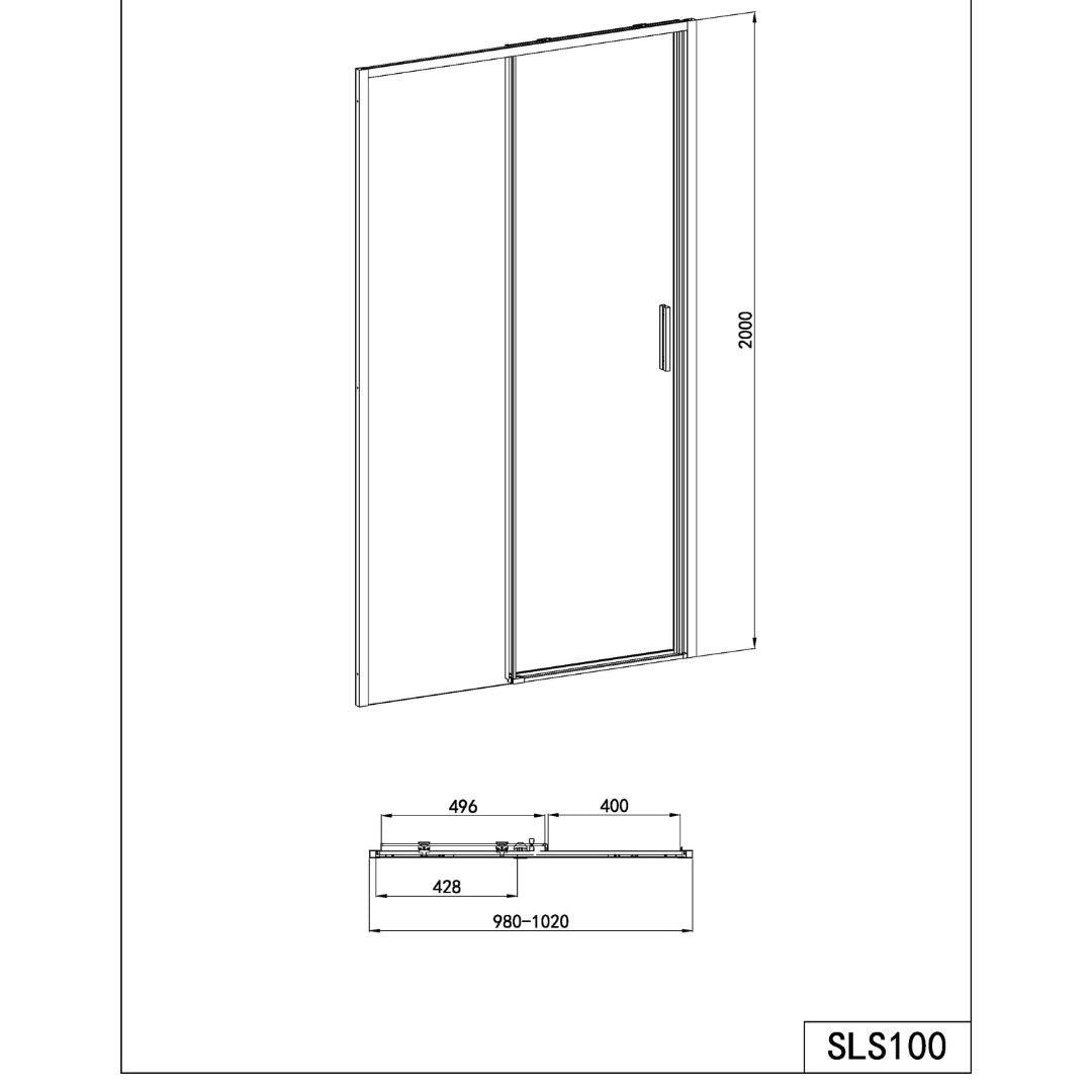 Schiebetür chrom 6mm ESG Easy-Clean/Soft-Close in 3 verschiedenen Größen