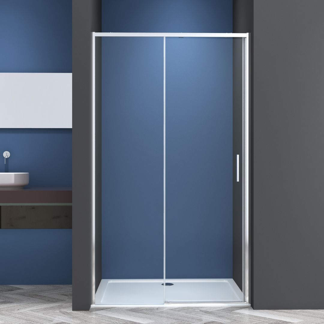 Schiebetür chrom 6mm ESG Easy-Clean/Soft-Close in 3 verschiedenen Größen