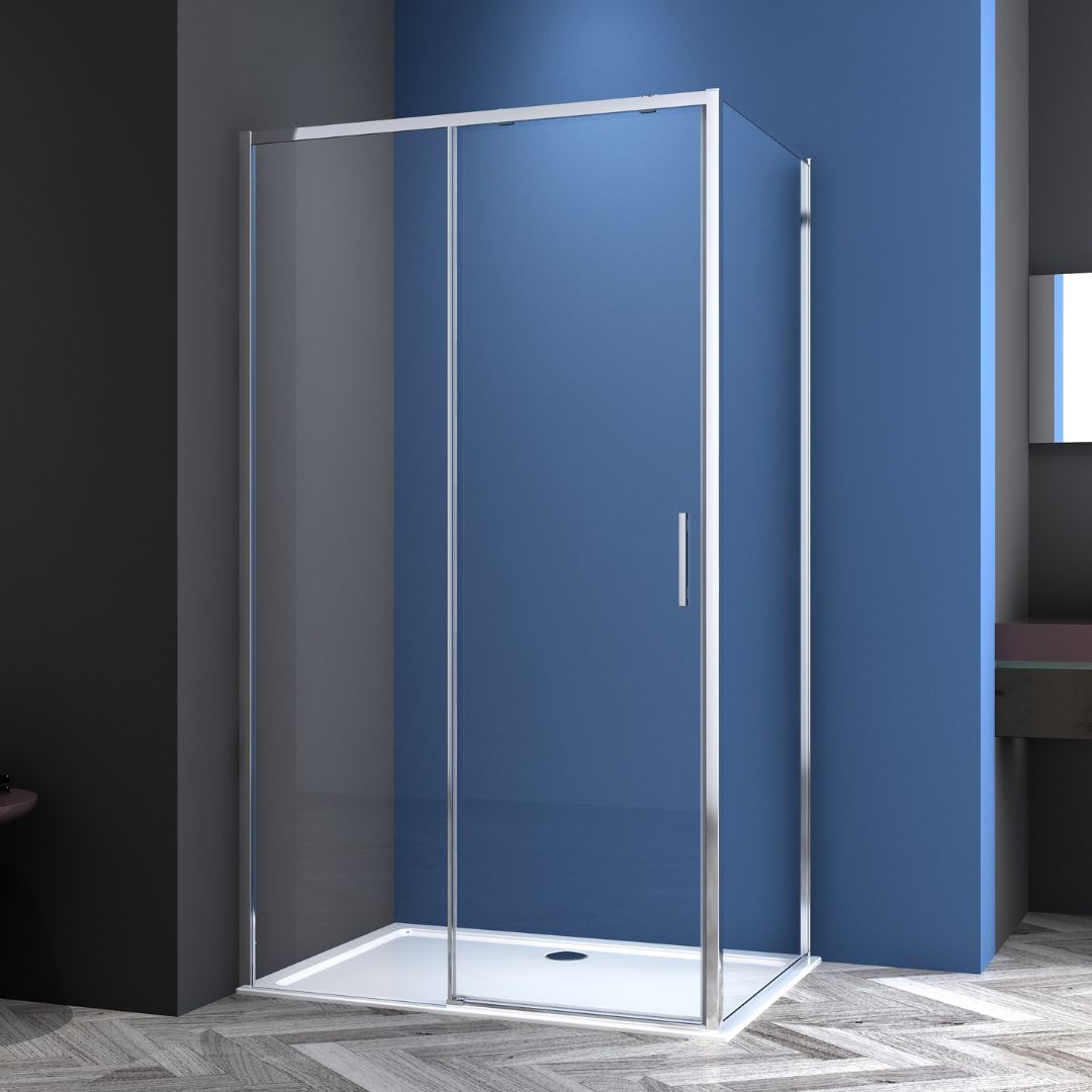 Schiebetür chrom 6mm ESG Easy-Clean/Soft-Close in 3 verschiedenen Größen