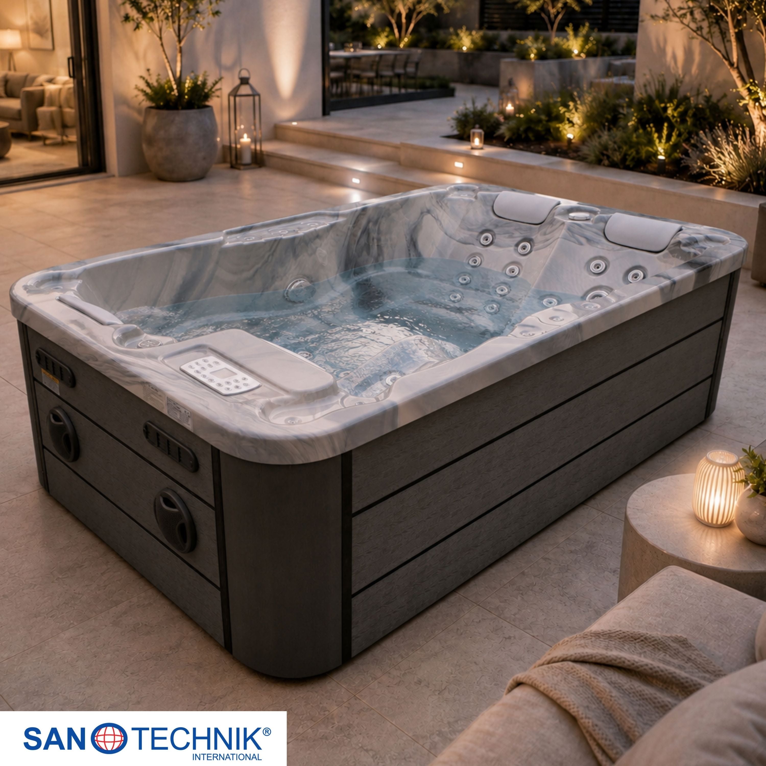 Jacuzzi exterior MODENA Mármol Gris incl. cubierta