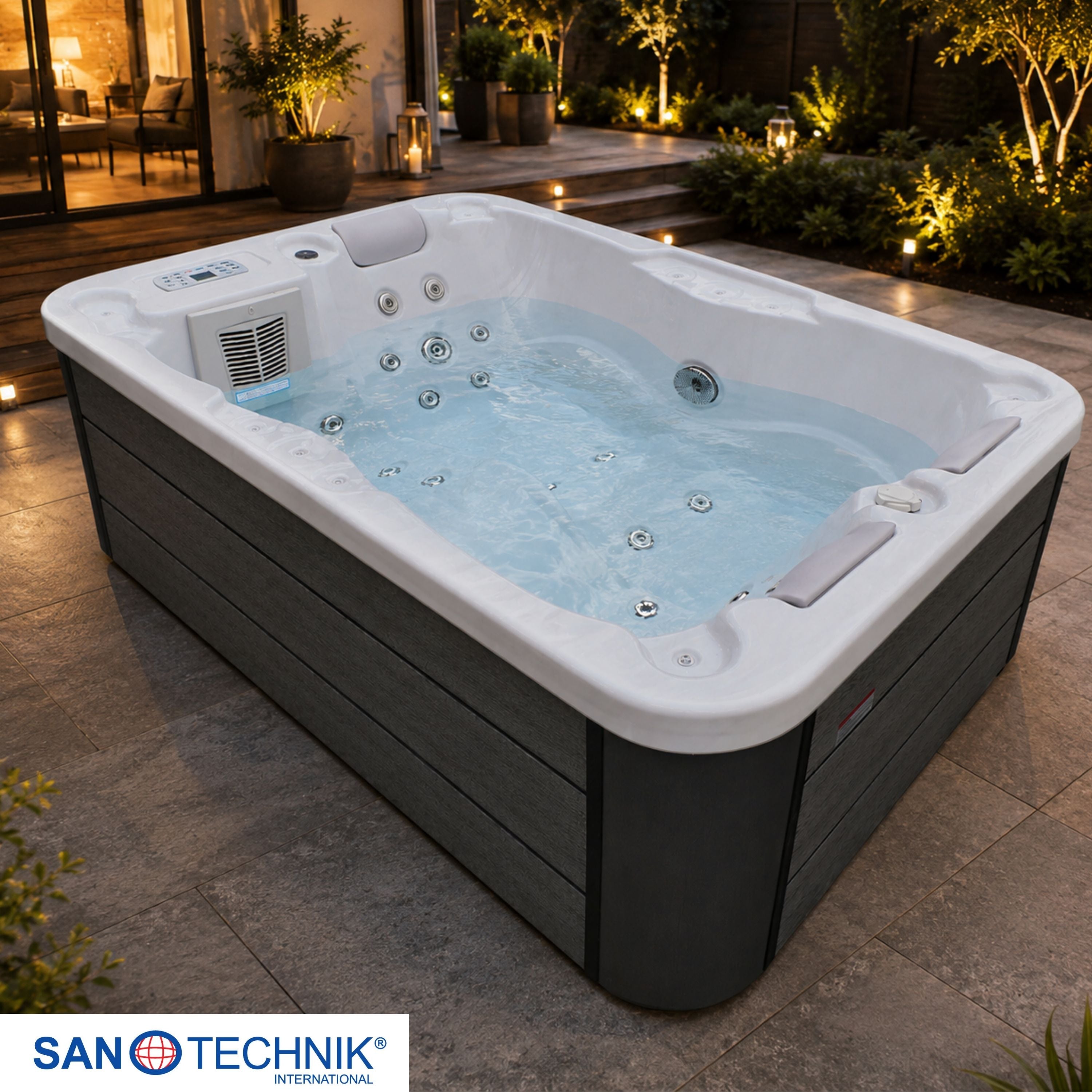 Outdoor whirlpool Modena WHITE MARBLE including cover 205x130x70 cm frost-proof