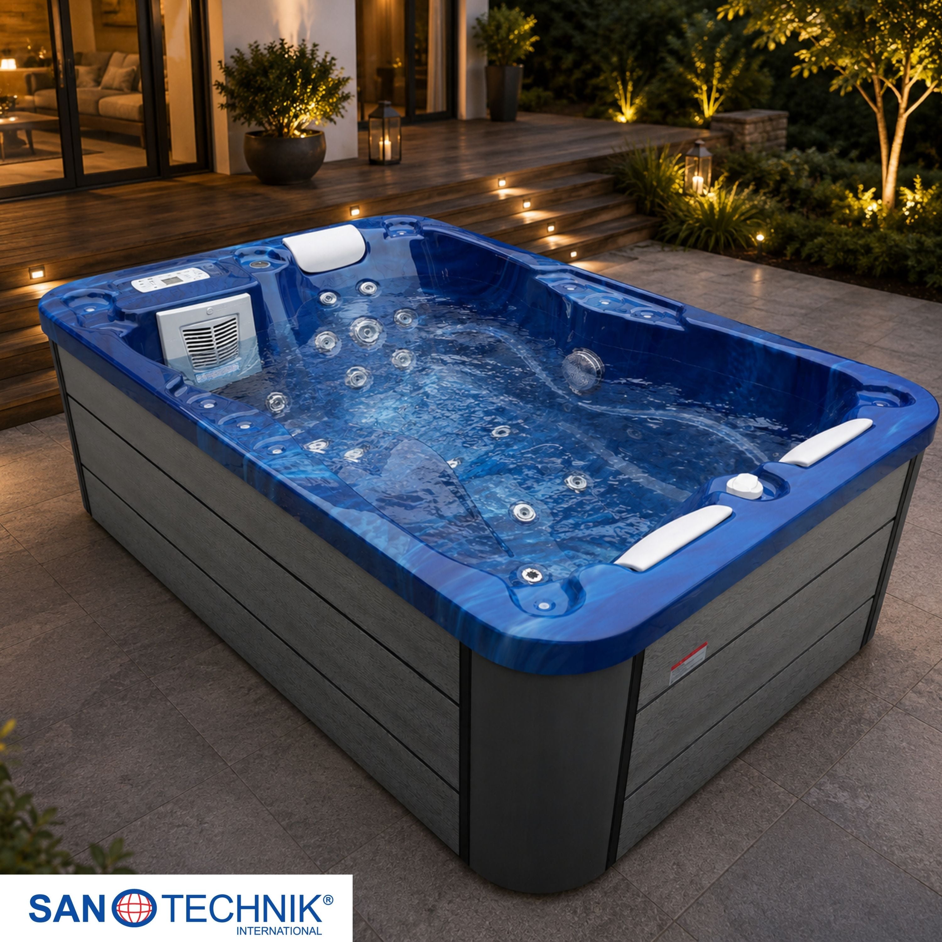 Outdoor whirlpool Modena BLUE MARBLE including cover 205x130x70 cm frost-proof