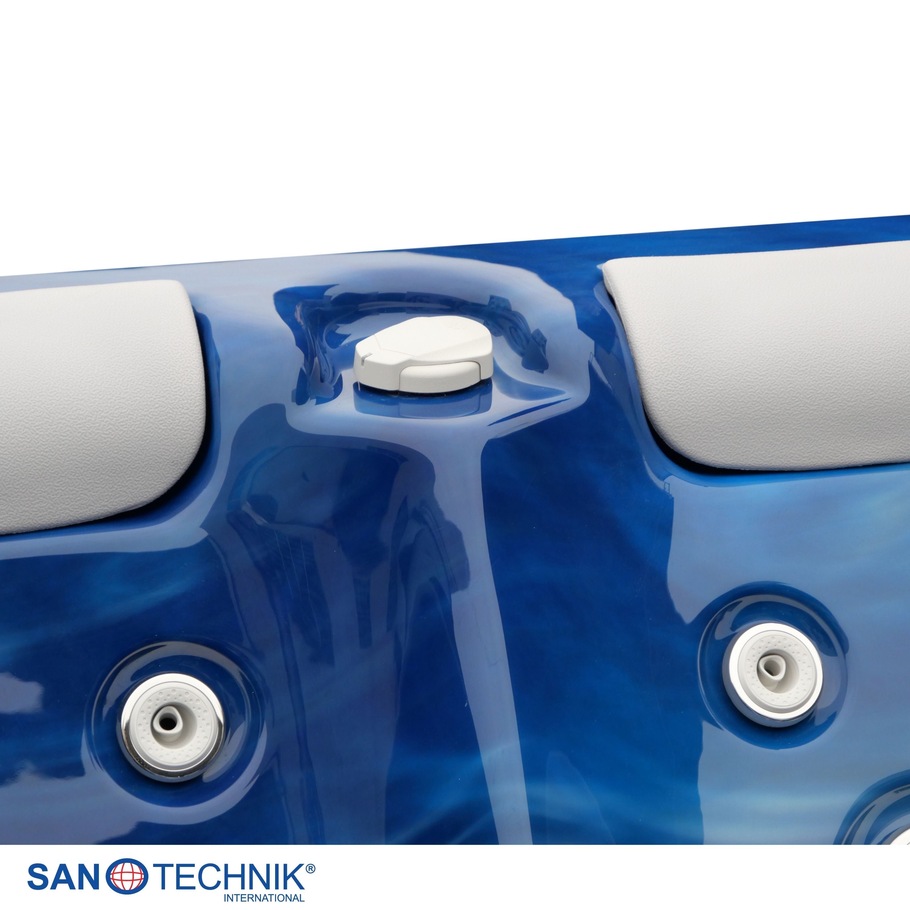 Bañera de hidromasaje exterior Modena MÁRMOL AZUL con cubierta 205x130x70 cm resistente a las heladas