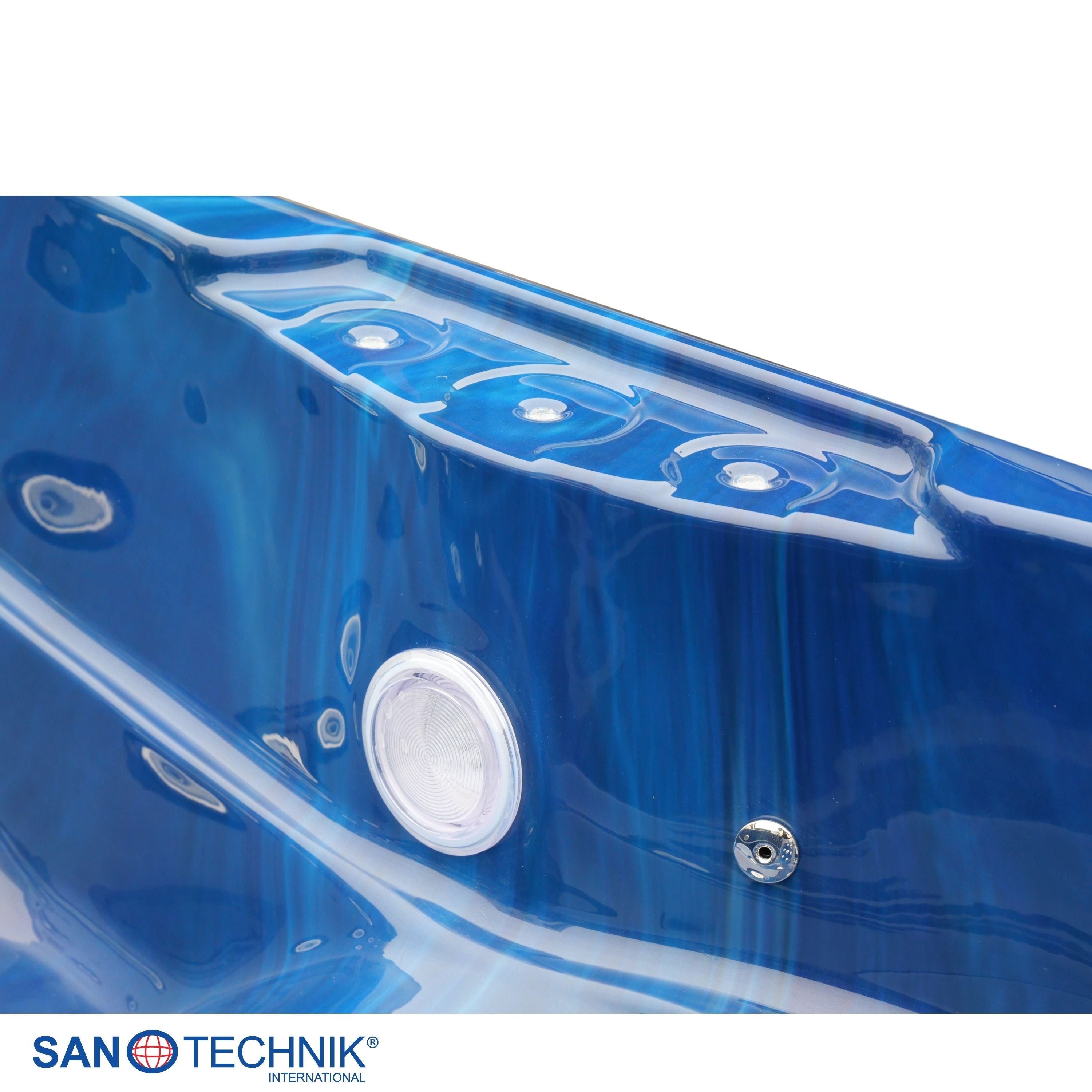 Bañera de hidromasaje exterior Modena MÁRMOL AZUL con cubierta 205x130x70 cm resistente a las heladas