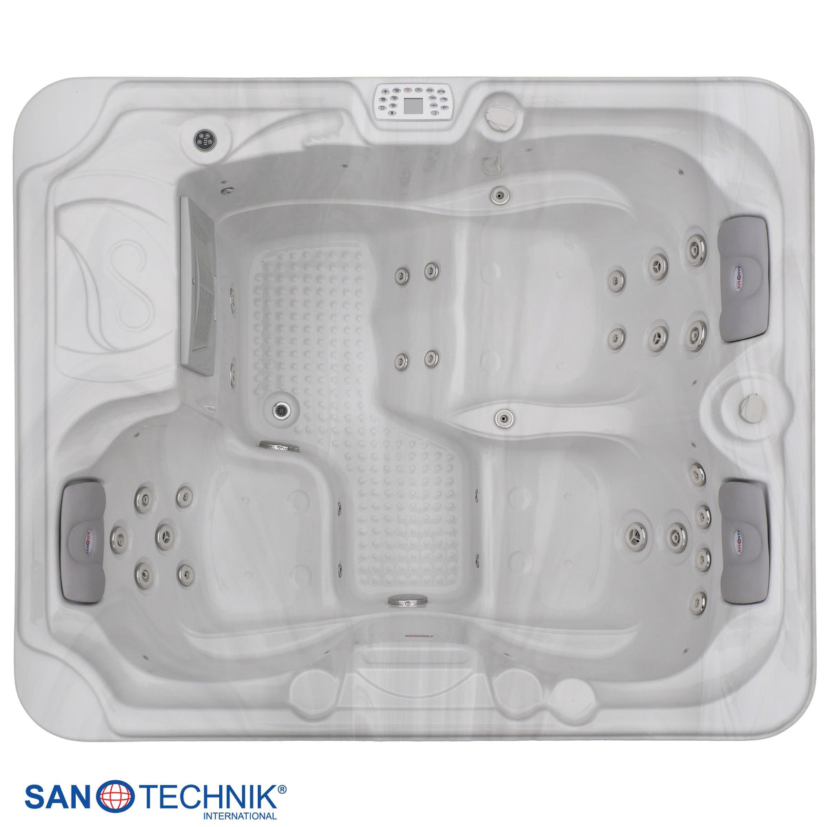 Outdoorwhirlpool OASIS White Marble inkl. Abdeckung & Stiege 208x175x90 cm frostsicher