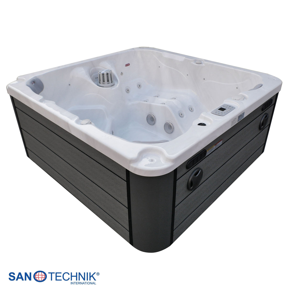 Outdoorwhirlpool PALMA White Marble inkl. Abdeckung & Stiege 190x190x86 cm frostsicher