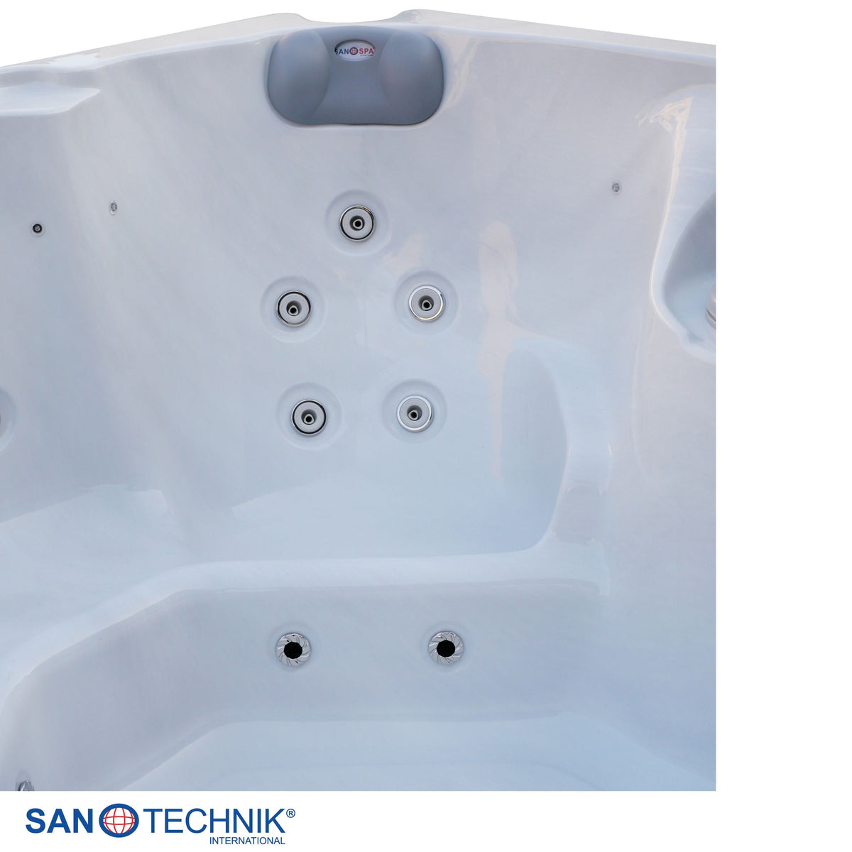Outdoorwhirlpool PALMA White Marble inkl. Abdeckung & Stiege 190x190x86 cm frostsicher