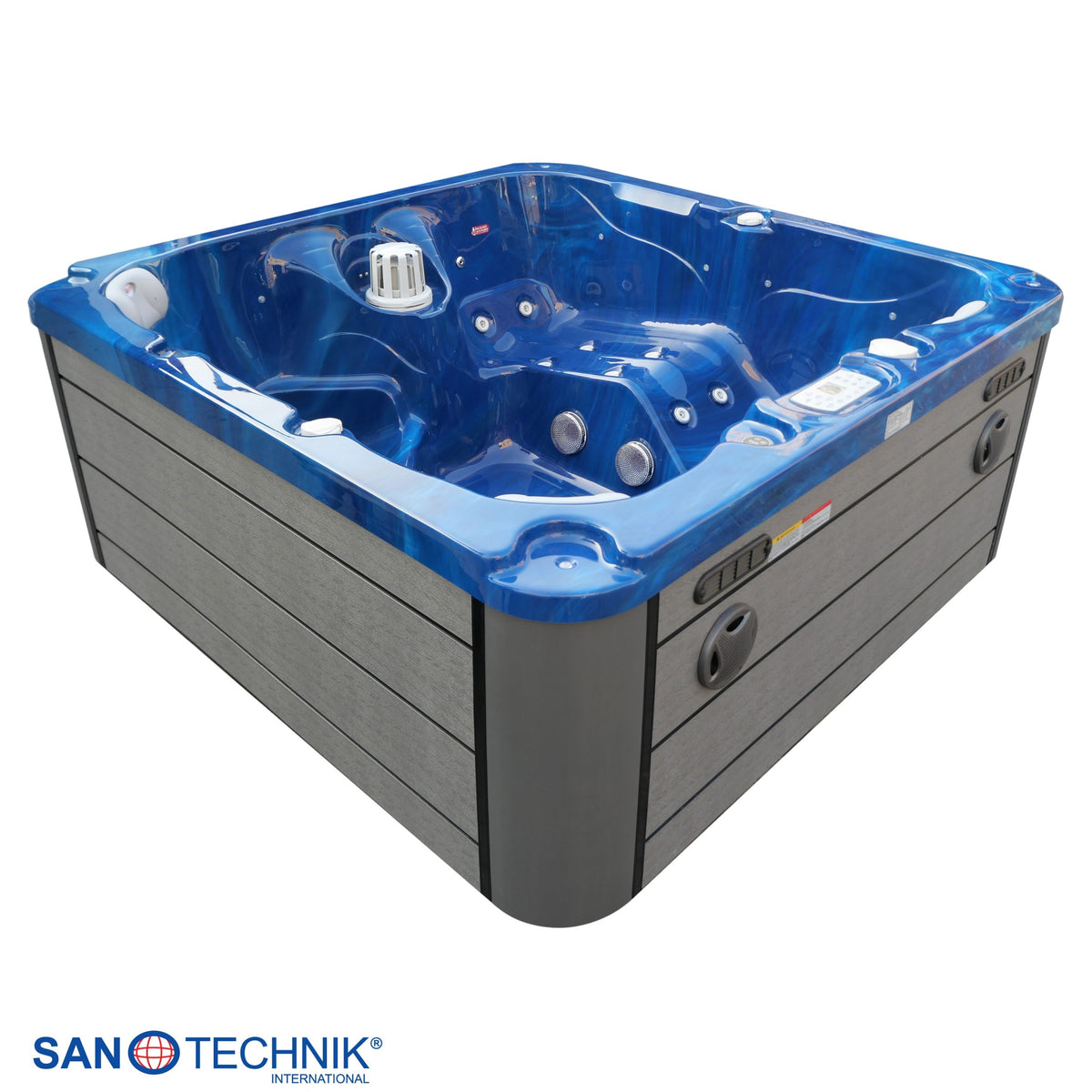 Outdoor Whirlpool PALMA Blue Marble incl. Cover & Steps 190x190x86 cm frost-proof