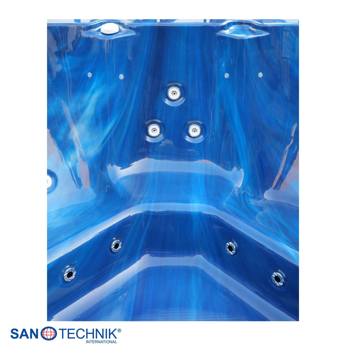 Outdoor Whirlpool PALMA Blue Marble incl. Cover & Steps 190x190x86 cm frost-proof