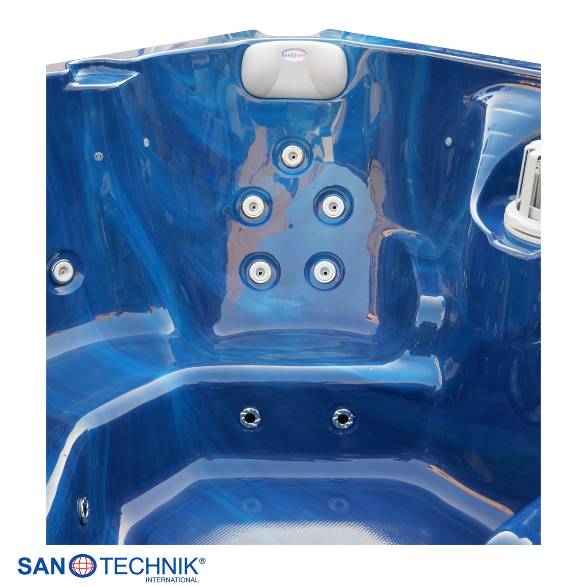 Outdoor Whirlpool PALMA Blue Marble incl. Cover & Steps 190x190x86 cm frost-proof