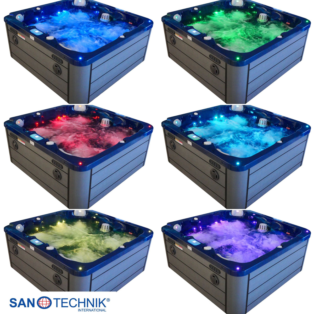 Outdoor Whirlpool PALMA Blue Marble incl. Cover & Steps 190x190x86 cm frost-proof