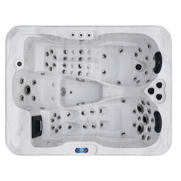 Outdoor Whirlpool MAURITIUS WHITE MARBLE inkl. Stiege und Abdeckung 210x160x90 cm frostsicher