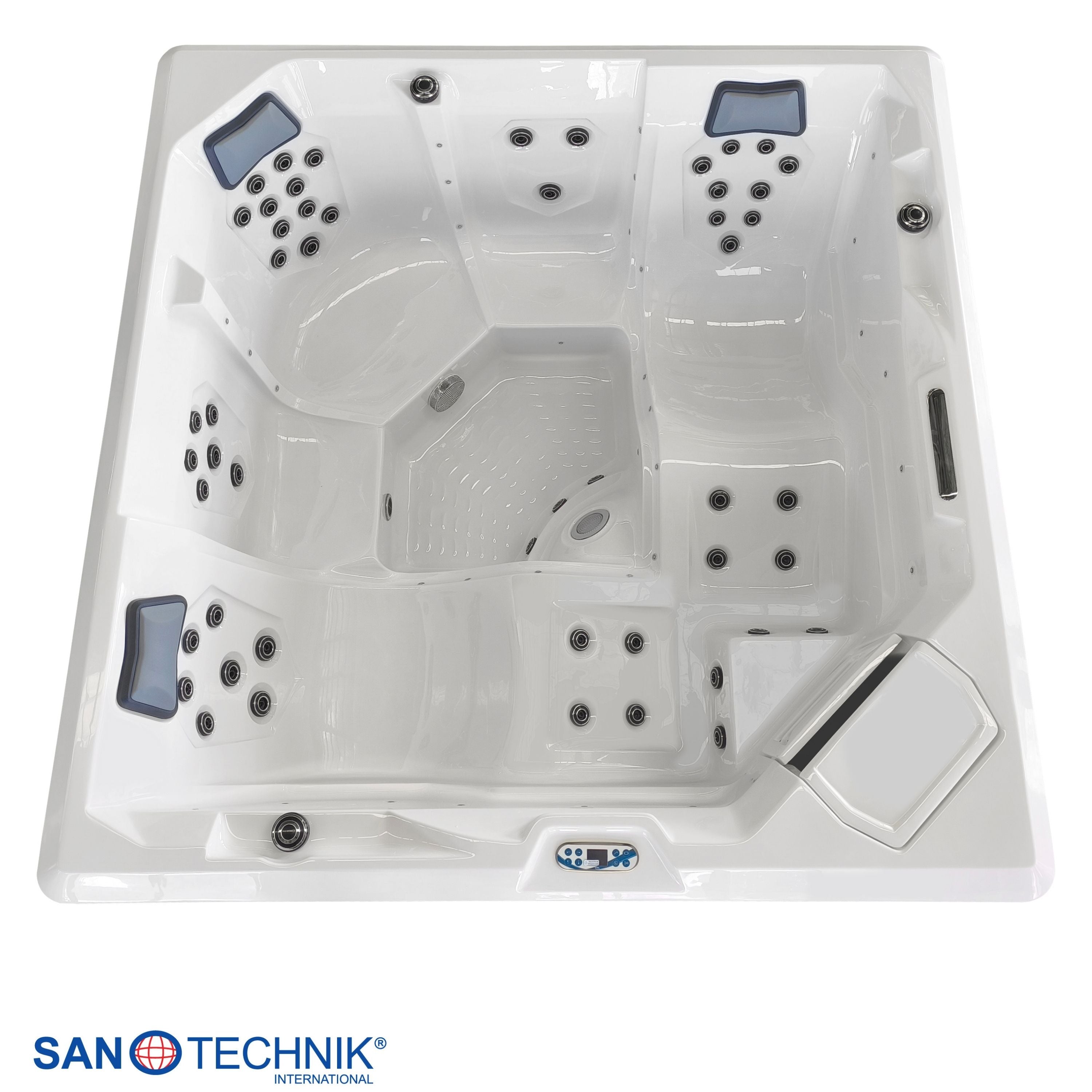 Outdoor Whirlpool ROVINJ WHITE inkl. Abdeckung + Stiege 210x210x90 cm frostsicher