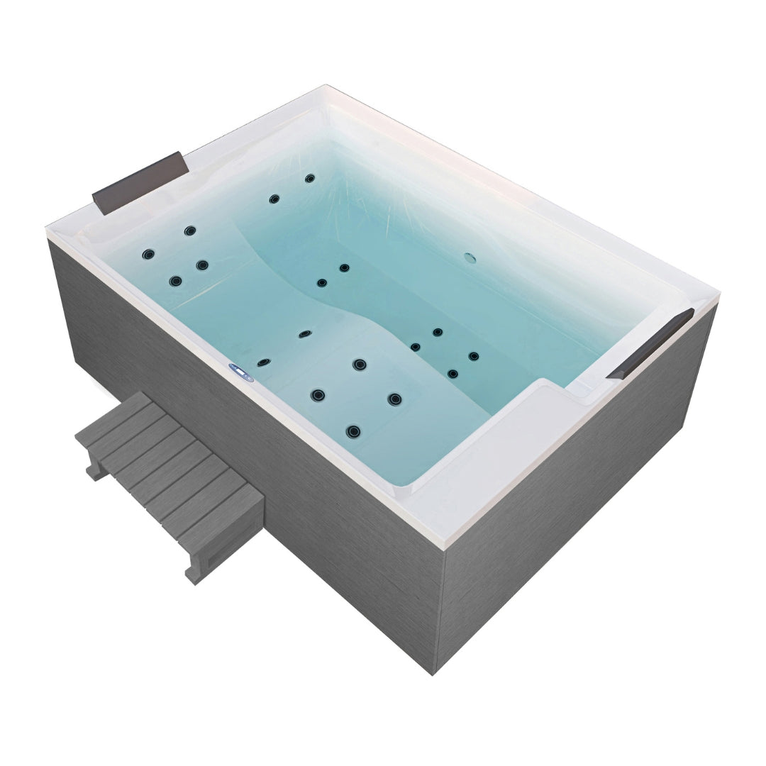 Outdoor Whirlpool KORFU WHITE inkl. Abdeckung + Stiege 190x140x70 cm frostsicher