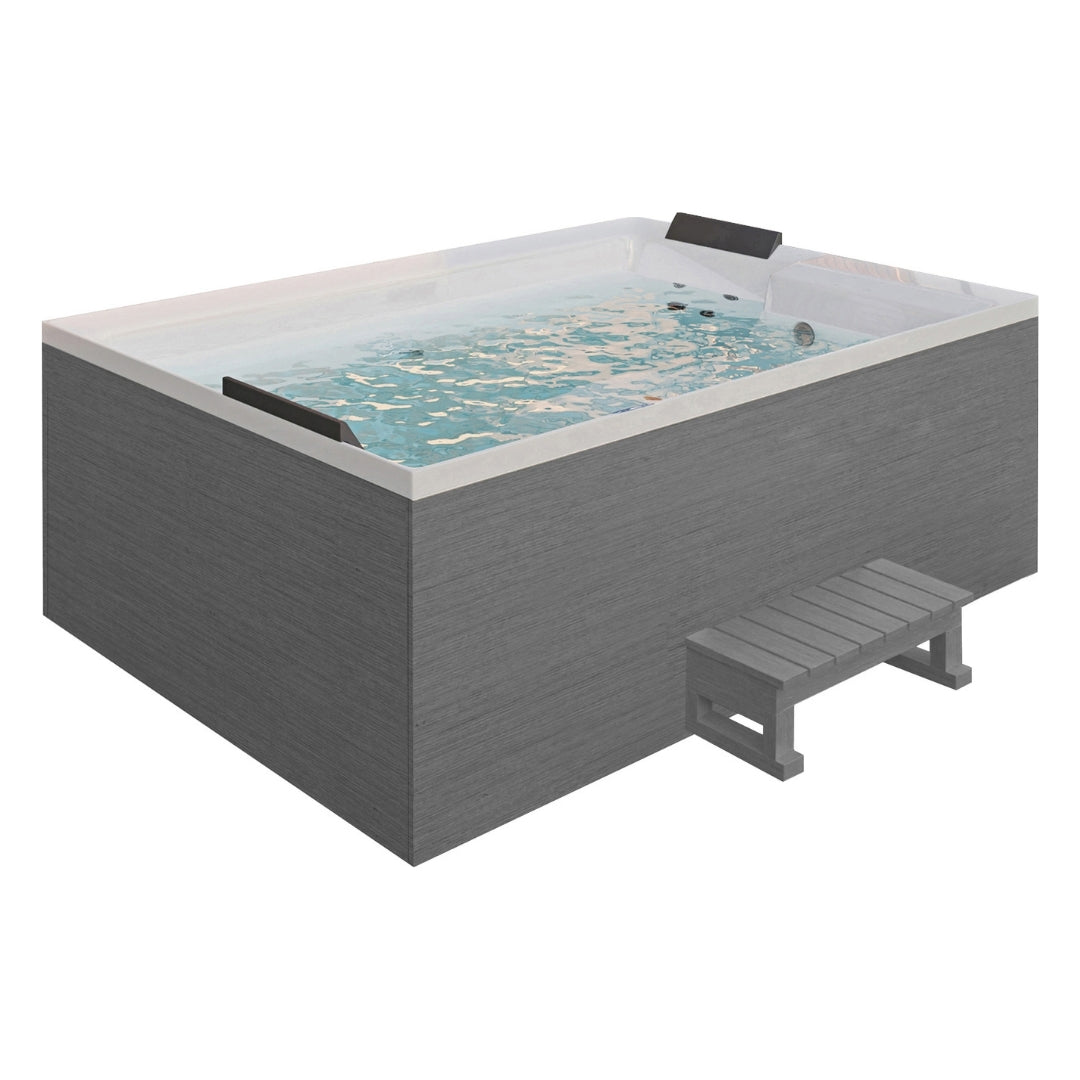 Outdoor Whirlpool KORFU WHITE inkl. Abdeckung + Stiege 190x140x70 cm frostsicher