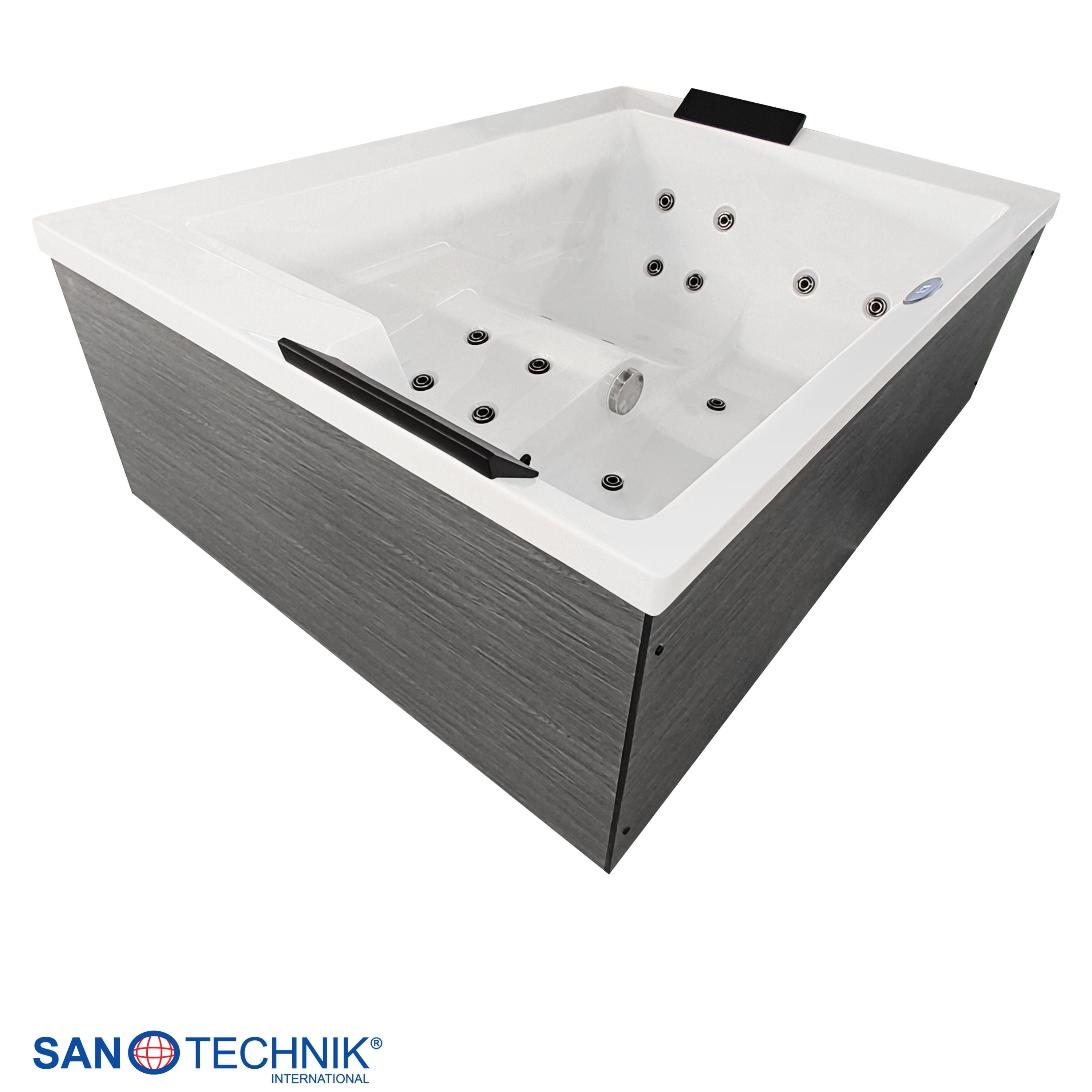 Jacuzzi exterior KORFU WHITE con cubierta y escalones 190x140x70 cm resistente a las heladas