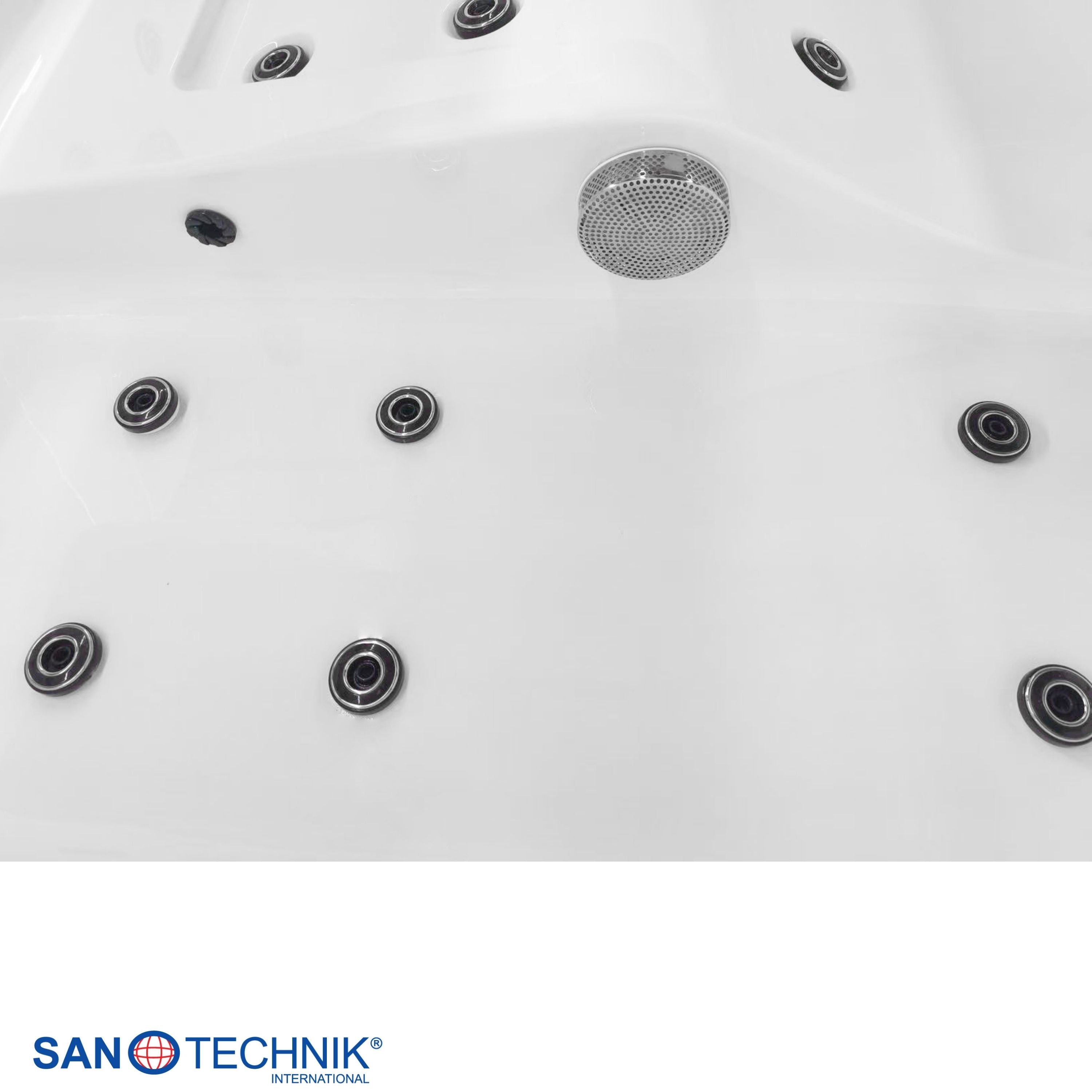 Jacuzzi exterior KORFU WHITE con cubierta y escalones 190x140x70 cm resistente a las heladas