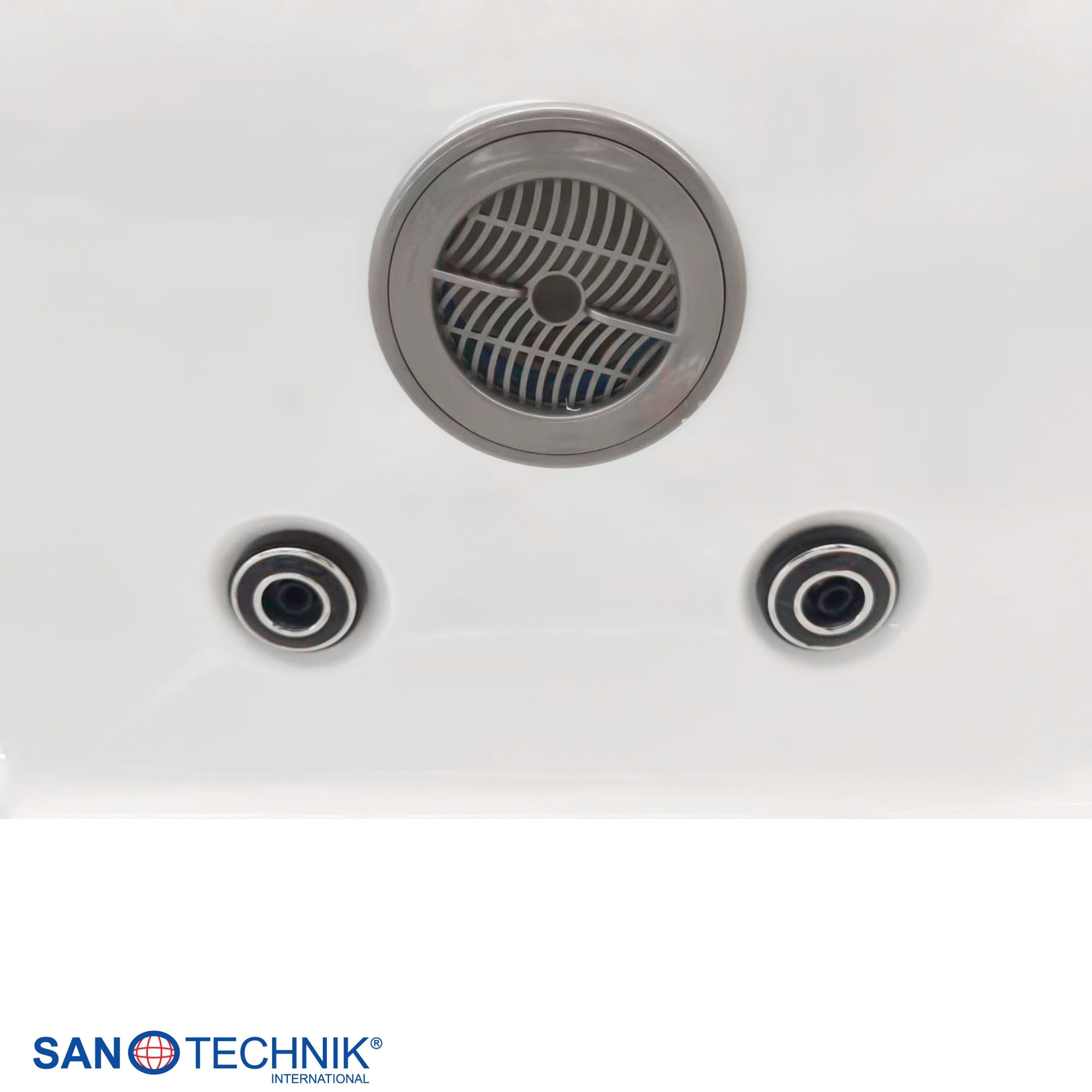 Jacuzzi exterior KORFU WHITE con cubierta y escalones 190x140x70 cm resistente a las heladas