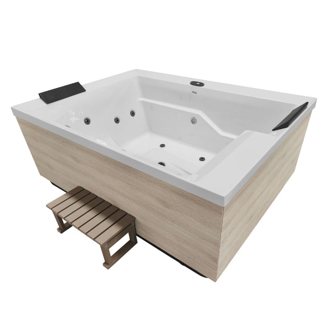 Outdoor whirlpool ZADAR WHITE incl. cover + steps 190x140x70 cm frost-proof