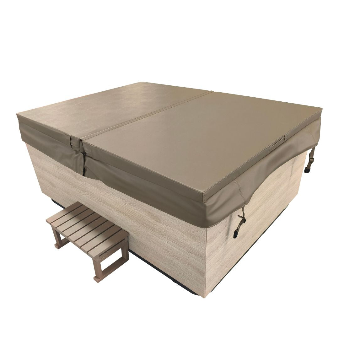 Outdoor whirlpool ZADAR WHITE incl. cover + steps 190x140x70 cm frost-proof