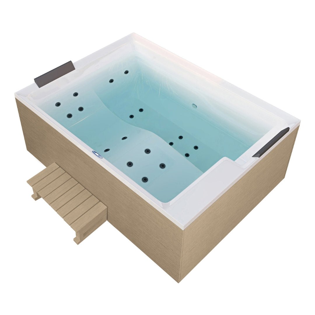 Outdoor Whirlpool ZADAR WHITE inkl. Abdeckung + Stiege 190x140x70 cm frostsicher
