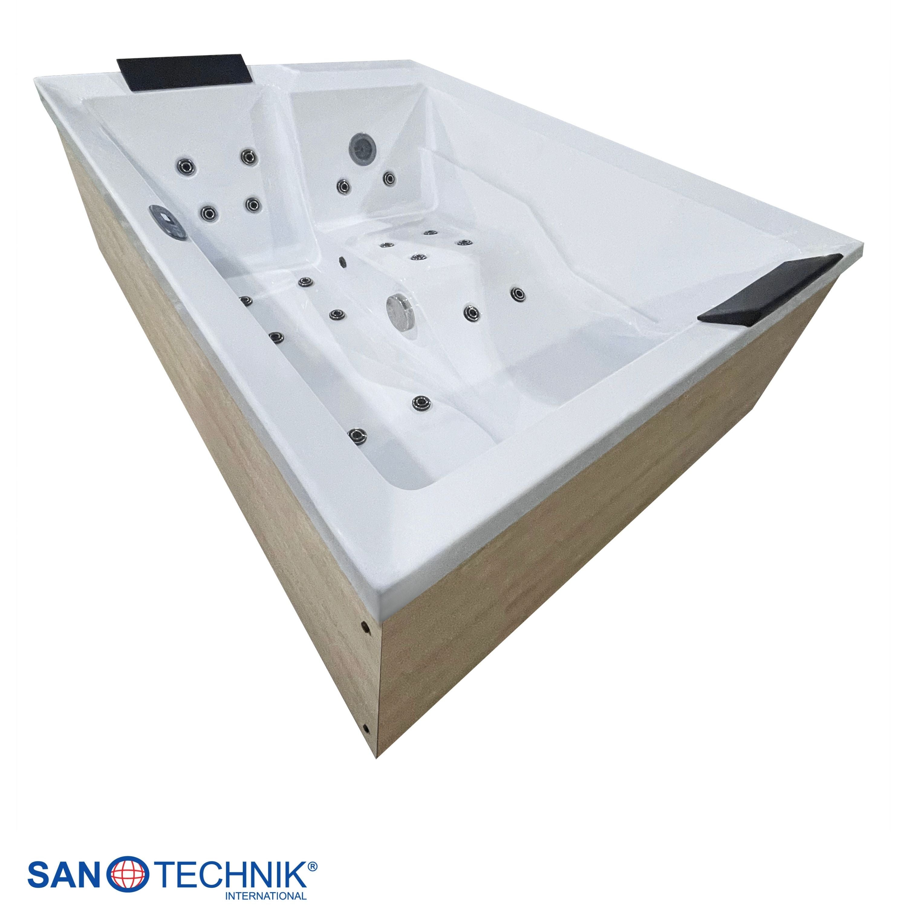 Jacuzzi exterior ZADAR WHITE con cubierta y escalones 190x140x70 cm resistente a las heladas
