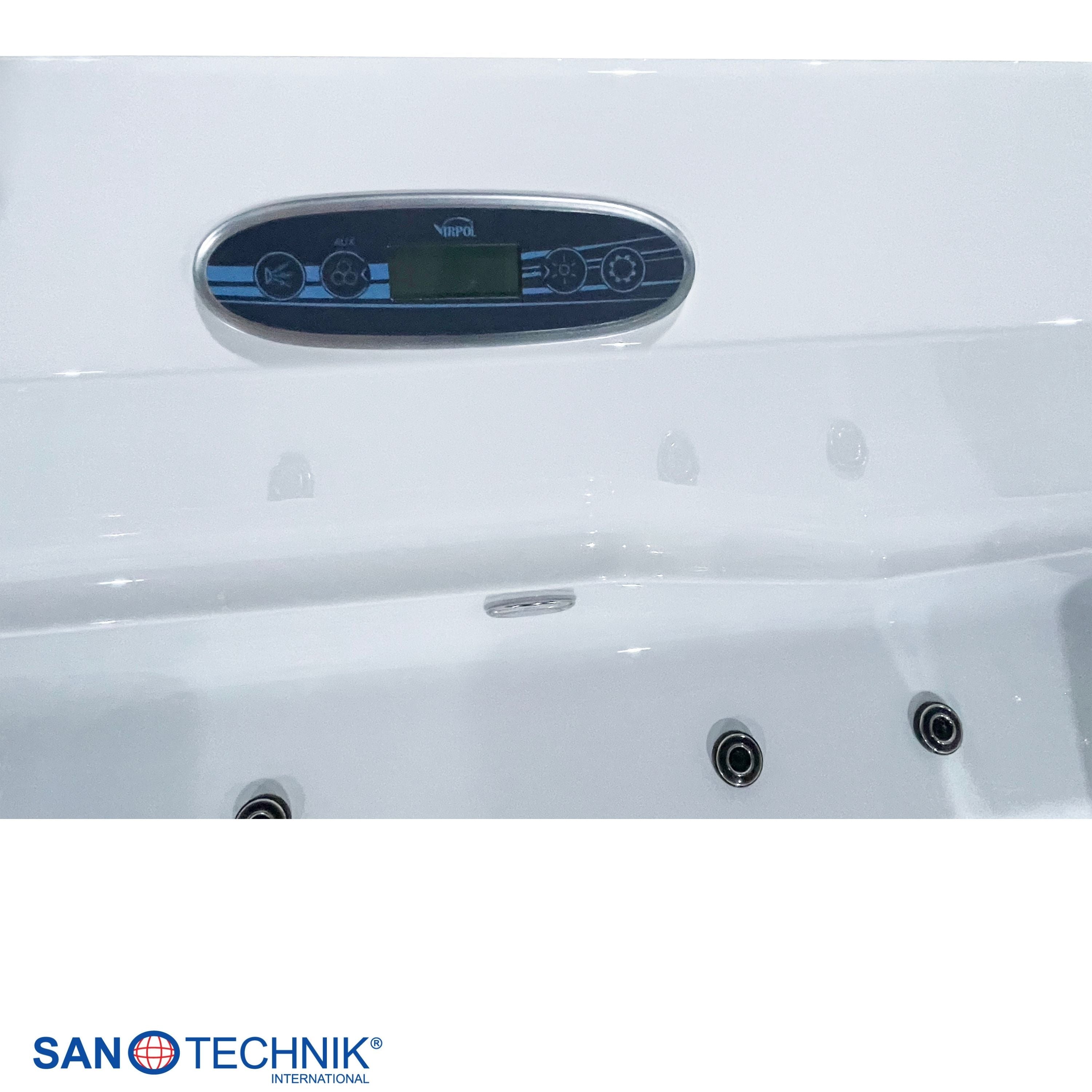 Jacuzzi exterior ZADAR WHITE con cubierta y escalones 190x140x70 cm resistente a las heladas