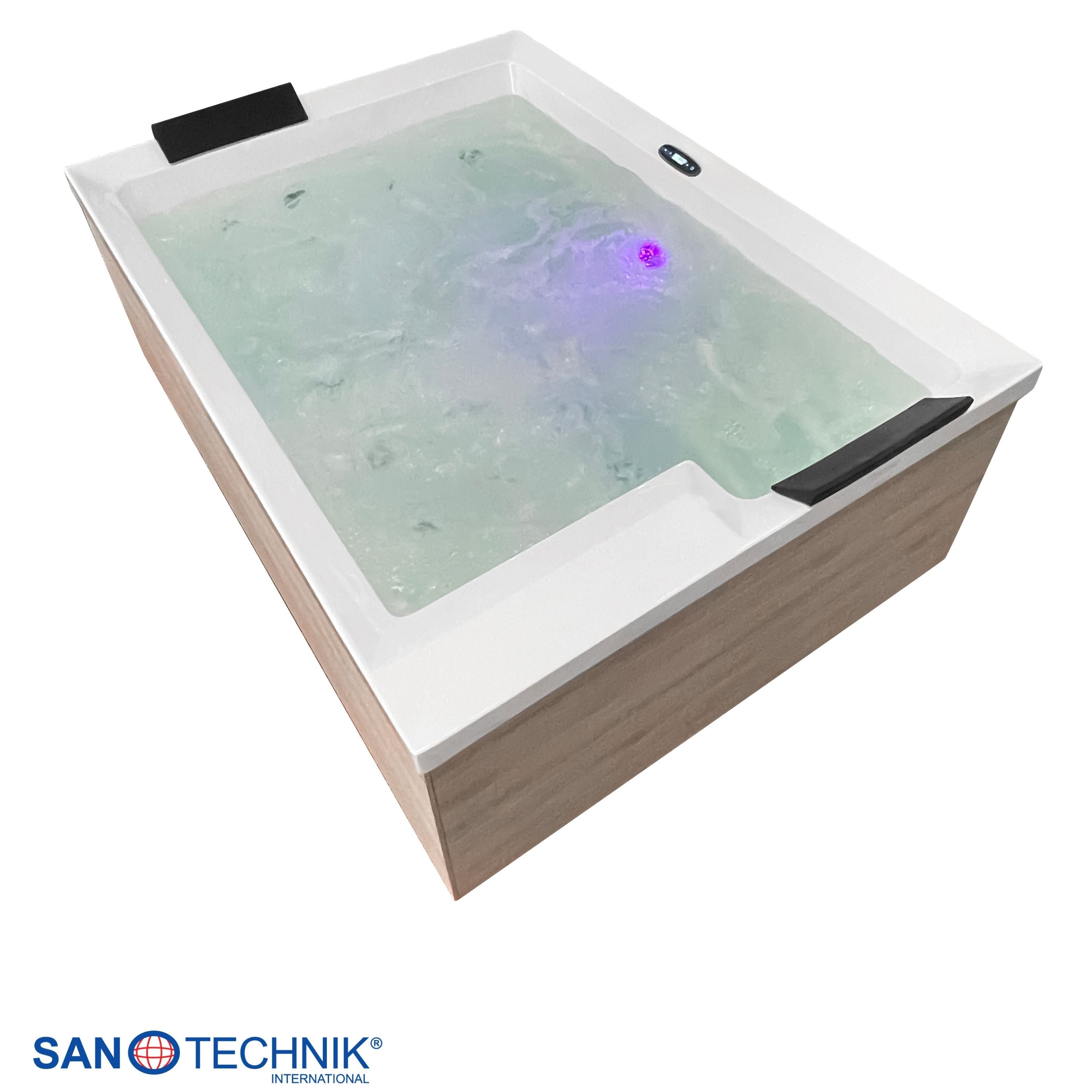 Jacuzzi exterior ZADAR WHITE con cubierta y escalones 190x140x70 cm resistente a las heladas
