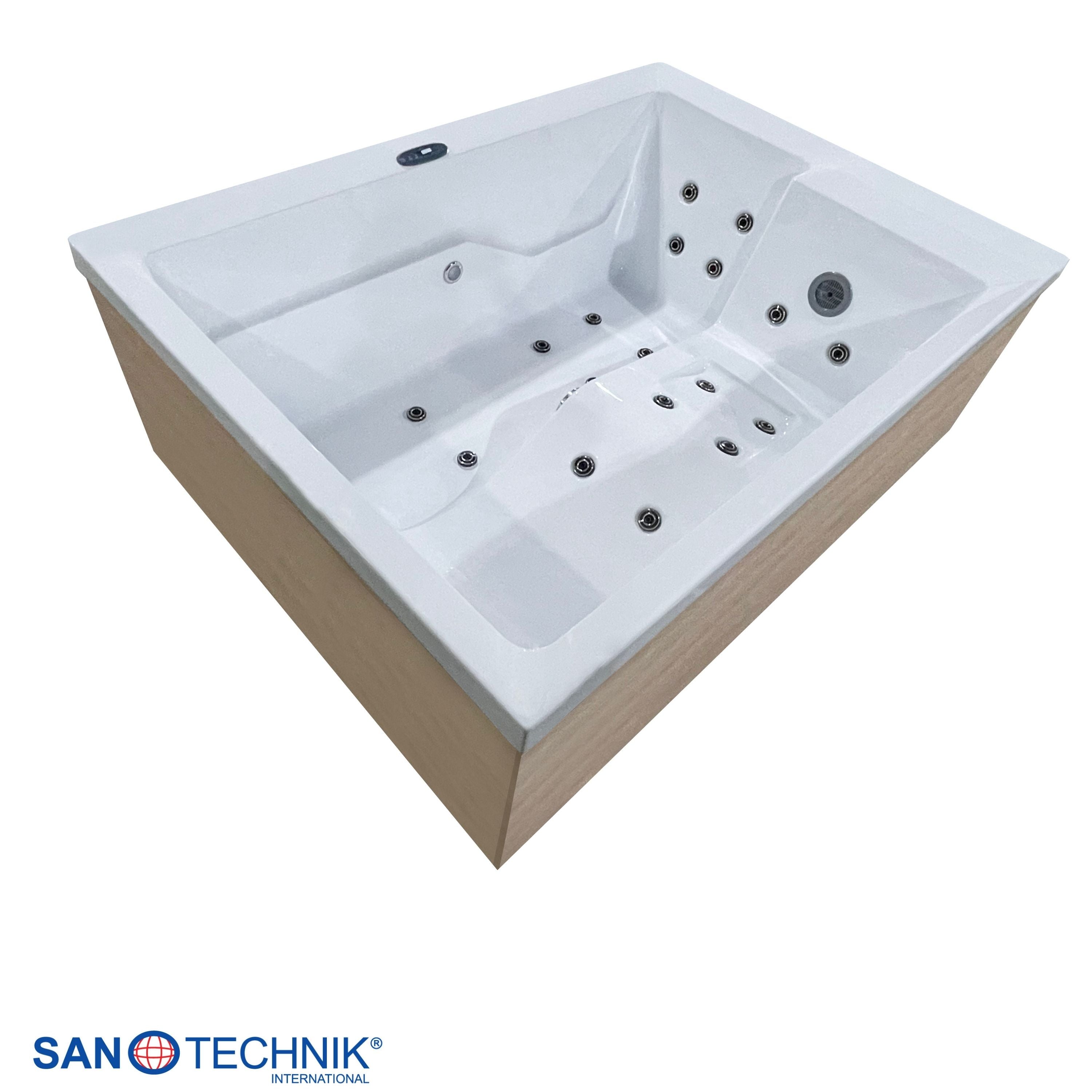 Jacuzzi exterior ZADAR WHITE con cubierta y escalones 190x140x70 cm resistente a las heladas