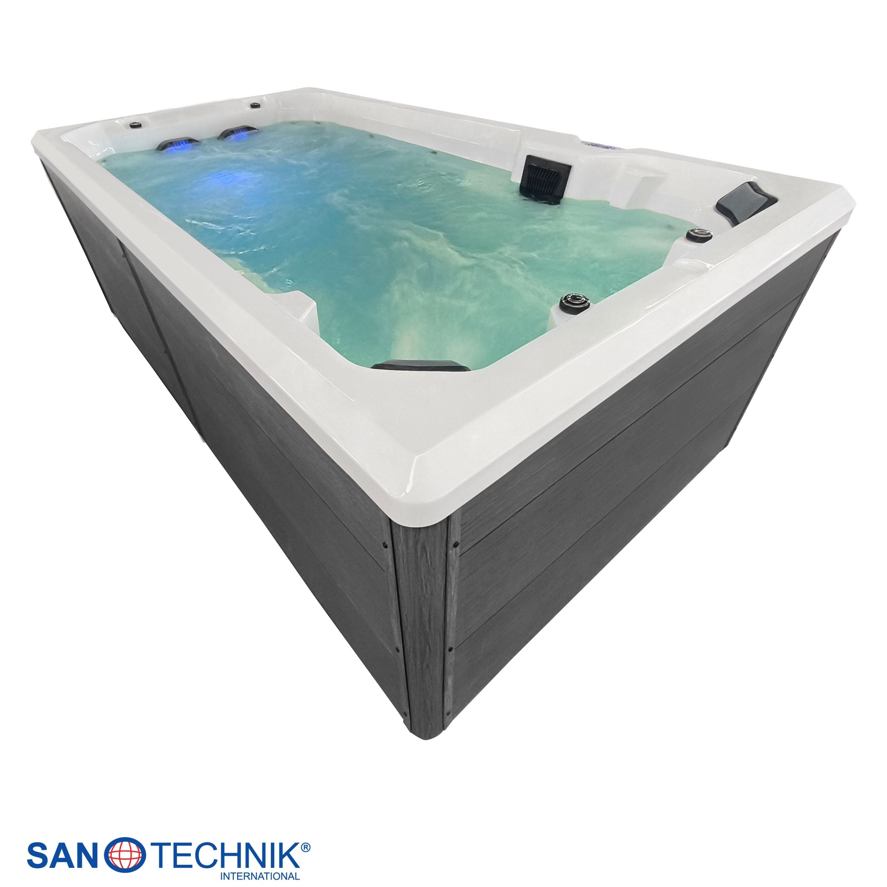 Swimspa IBIZA WHITE MARBLE including cover and steps 400 x 228 x 131 cm frost-proof