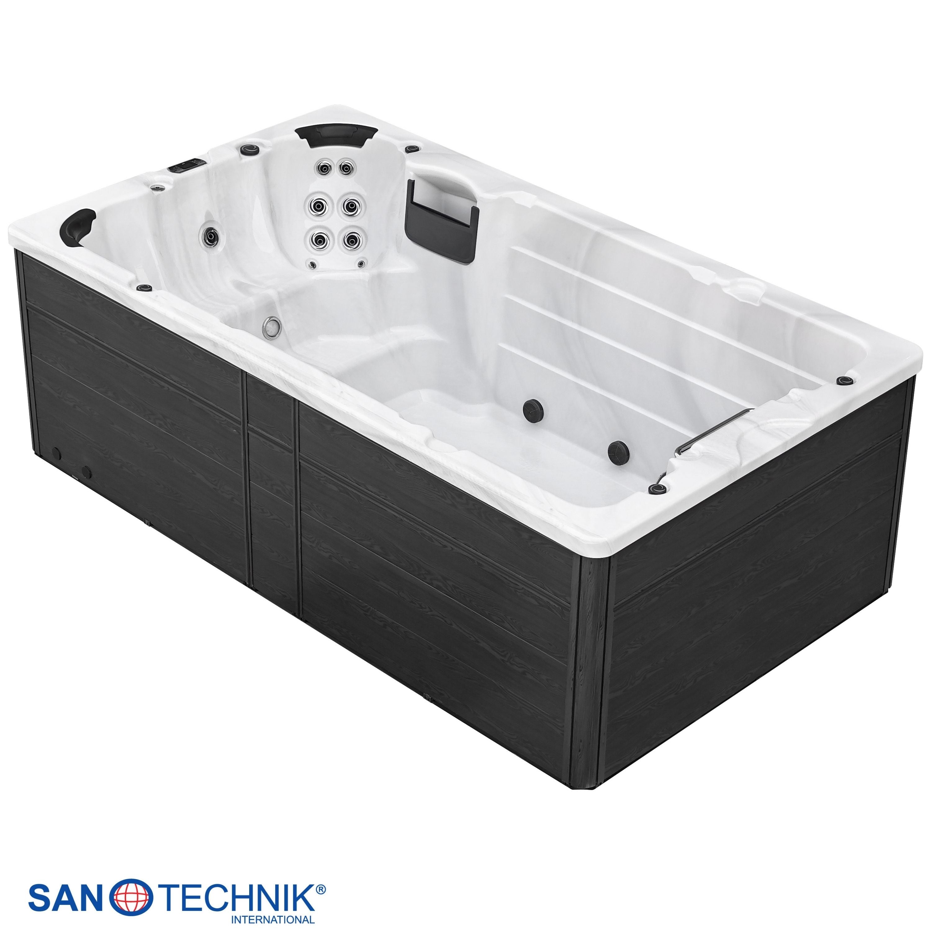 Swimspa IBIZA WHITE MARBLE including cover and steps 400 x 228 x 131 cm frost-proof