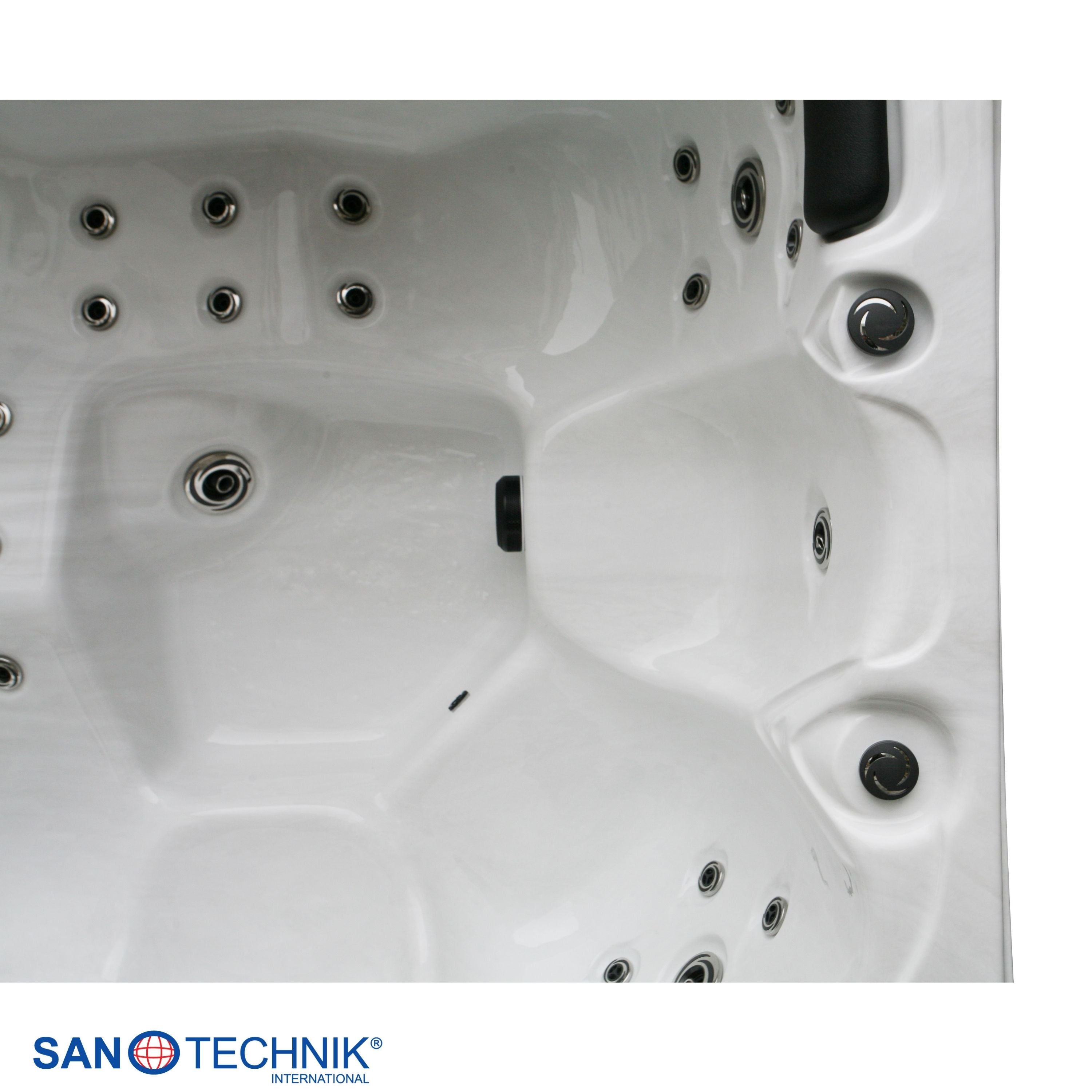 Outdoorwhirlpool TAHITI WHITE MARBLE inkl. Abdeckung und Stiege 200x200x88 cm frostsicher