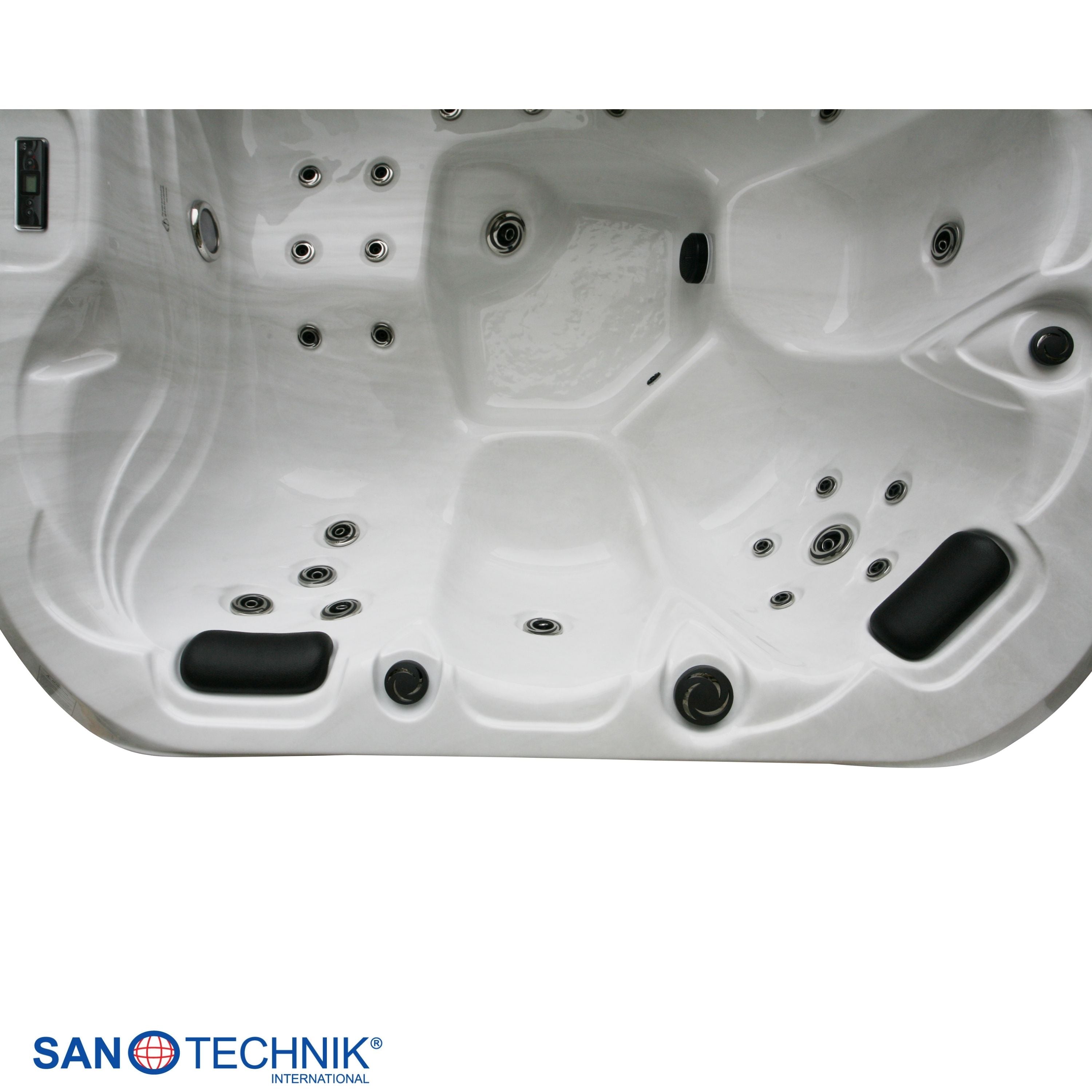 Outdoorwhirlpool TAHITI WHITE MARBLE inkl. Abdeckung und Stiege 200x200x88 cm frostsicher