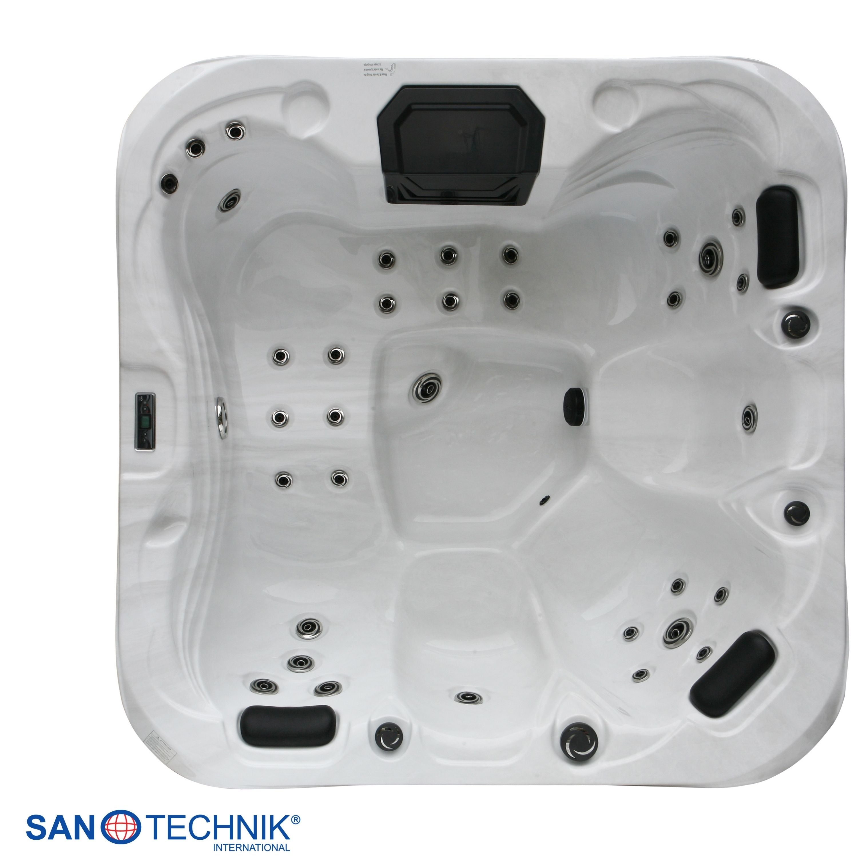 Outdoorwhirlpool TAHITI WHITE MARBLE inkl. Abdeckung und Stiege 200x200x88 cm frostsicher
