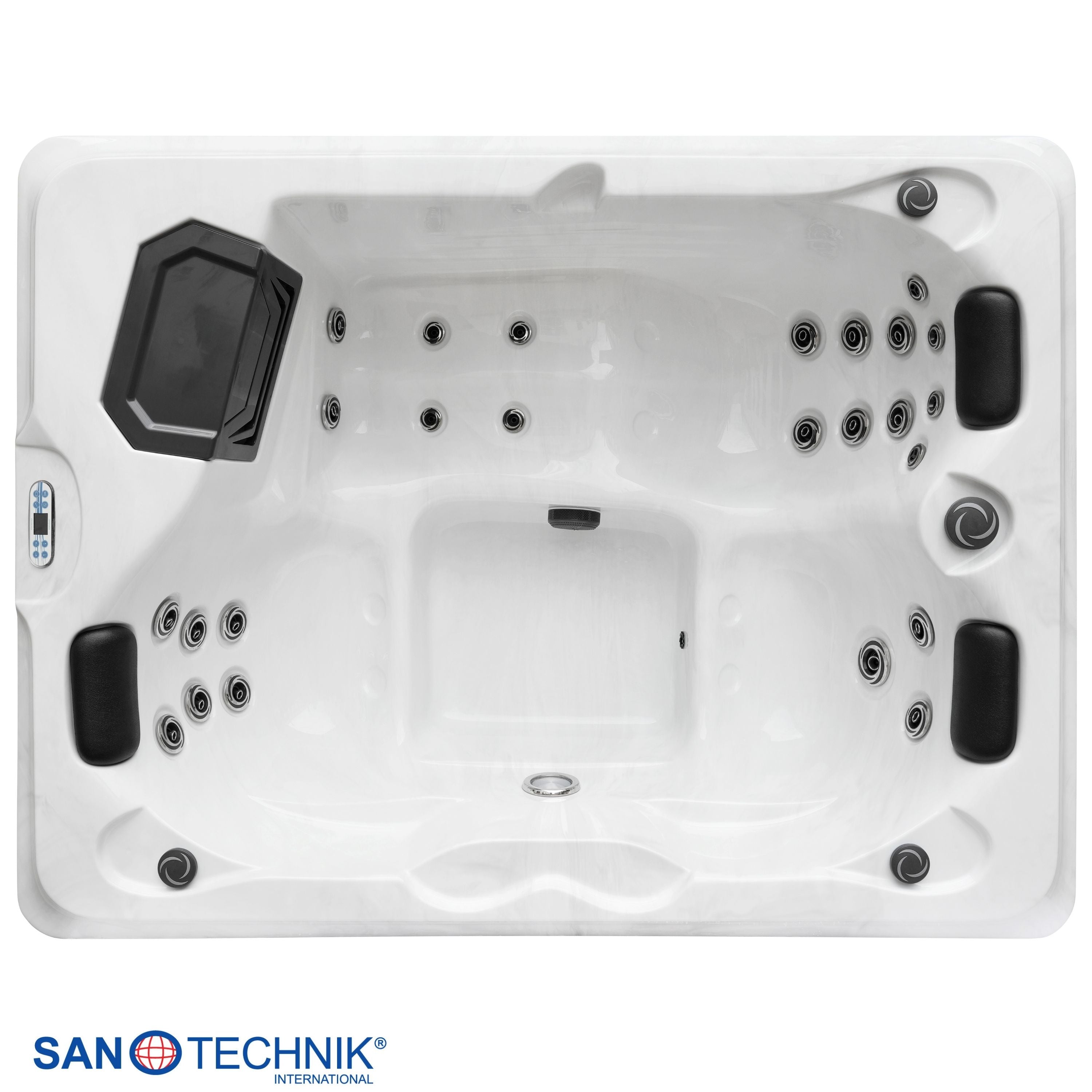 Outdoor whirlpool Diablo WHITE MARBLE including cover and stairs - 210 x 160 x 80cm frost-proof