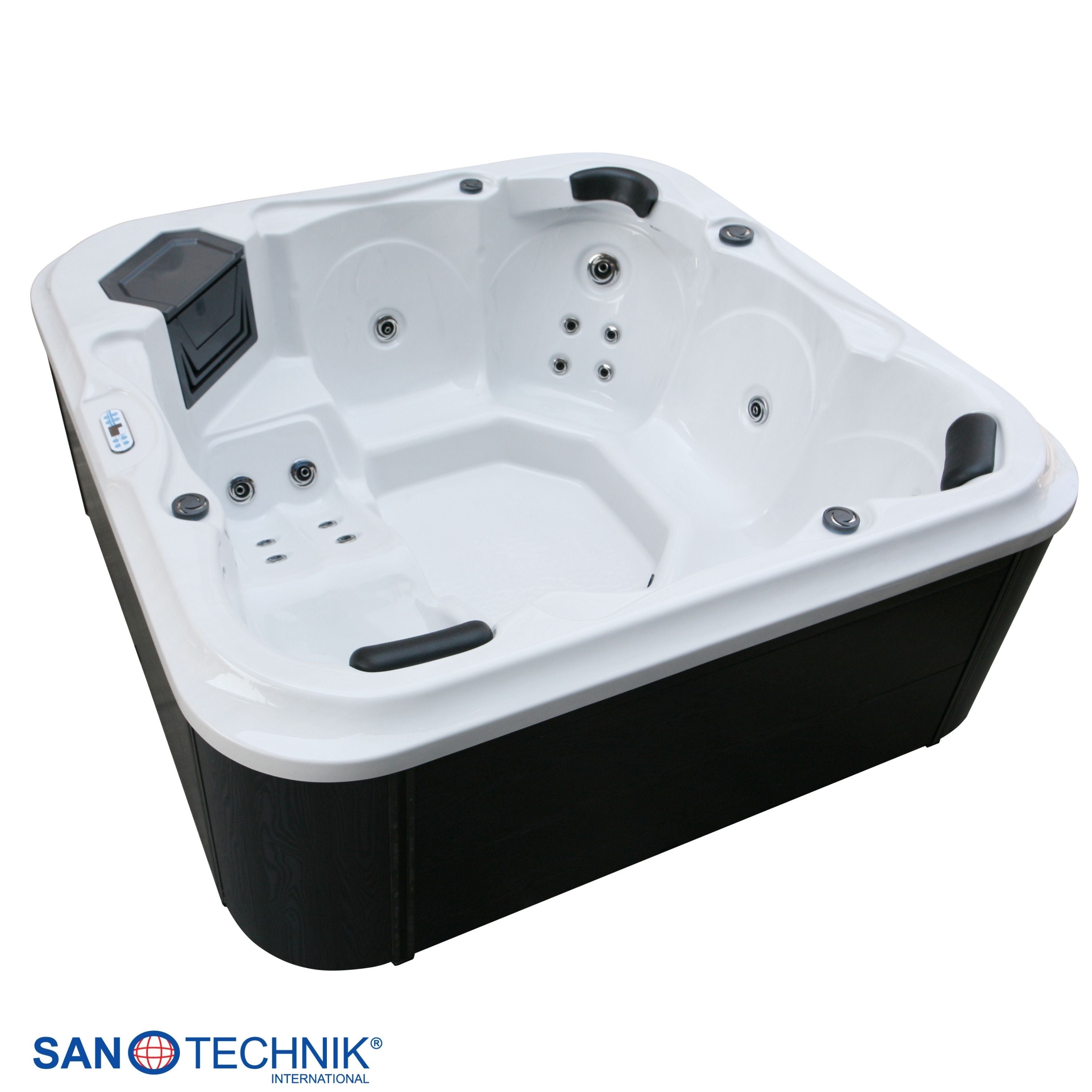 Outdoor whirlpool TIROL WHITE MARBLE including cover and steps - 210 x 210 x 80 cm frost-proof