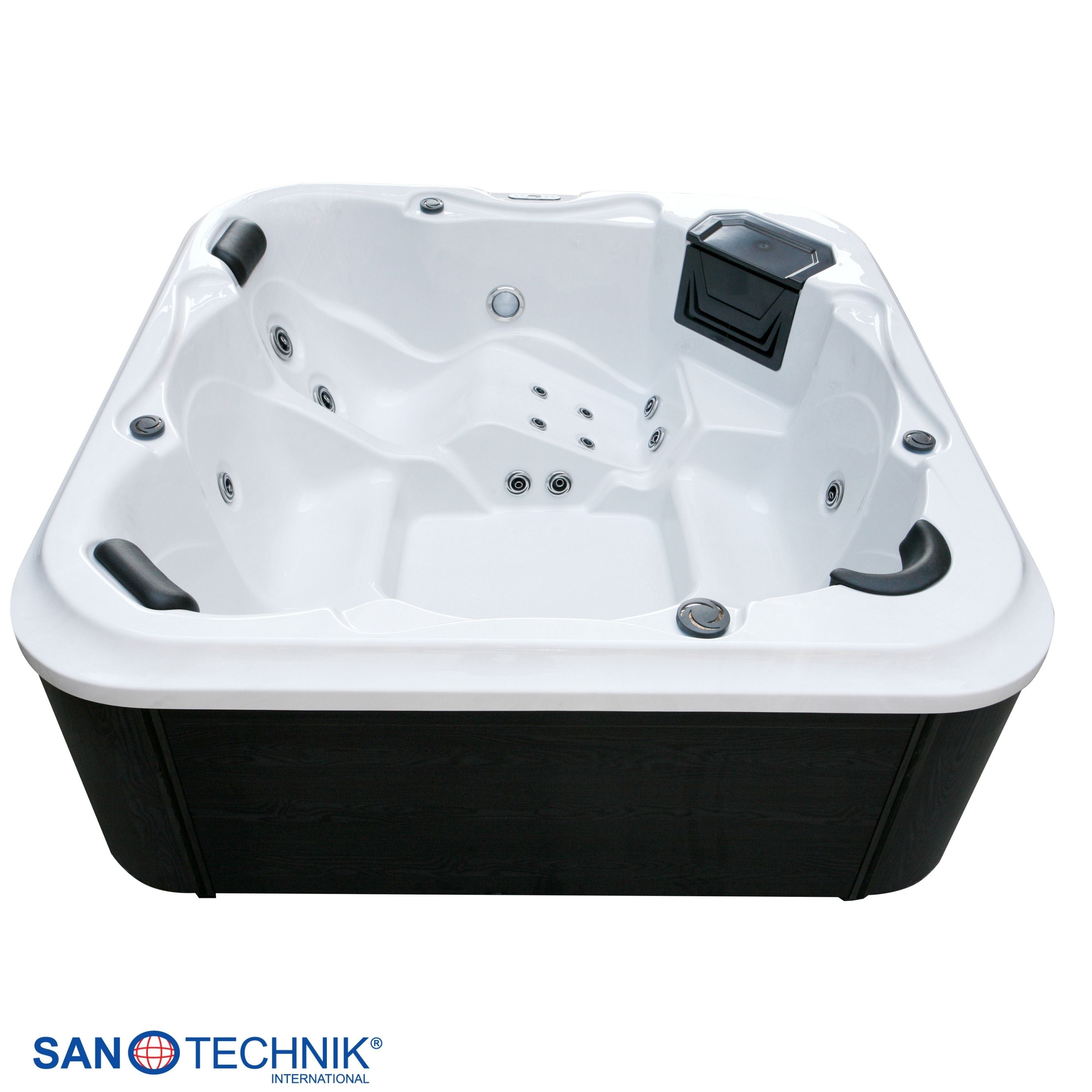 Outdoor whirlpool TIROL WHITE MARBLE including cover and steps - 210 x 210 x 80 cm frost-proof