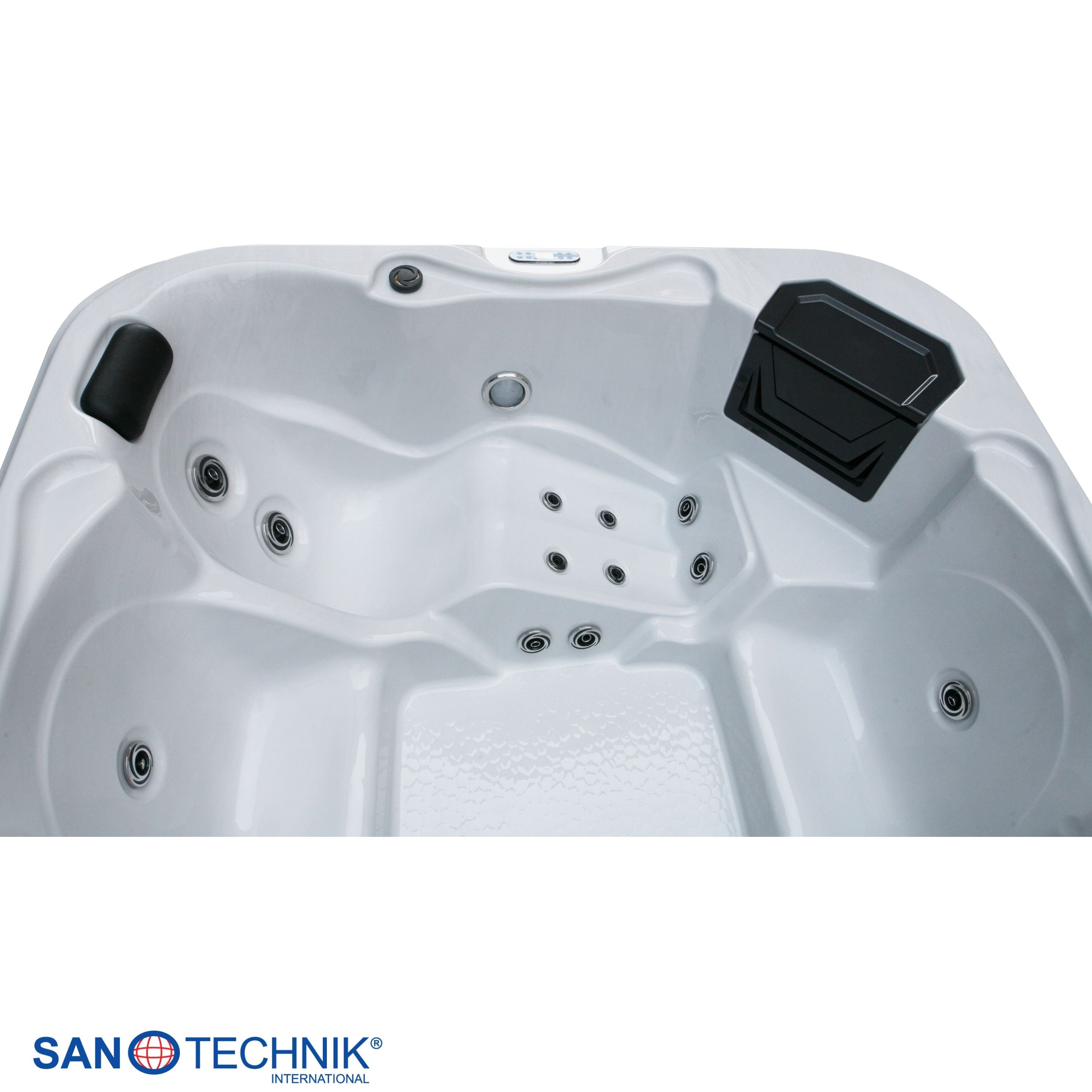 Outdoor whirlpool TIROL WHITE MARBLE including cover and steps - 210 x 210 x 80 cm frost-proof