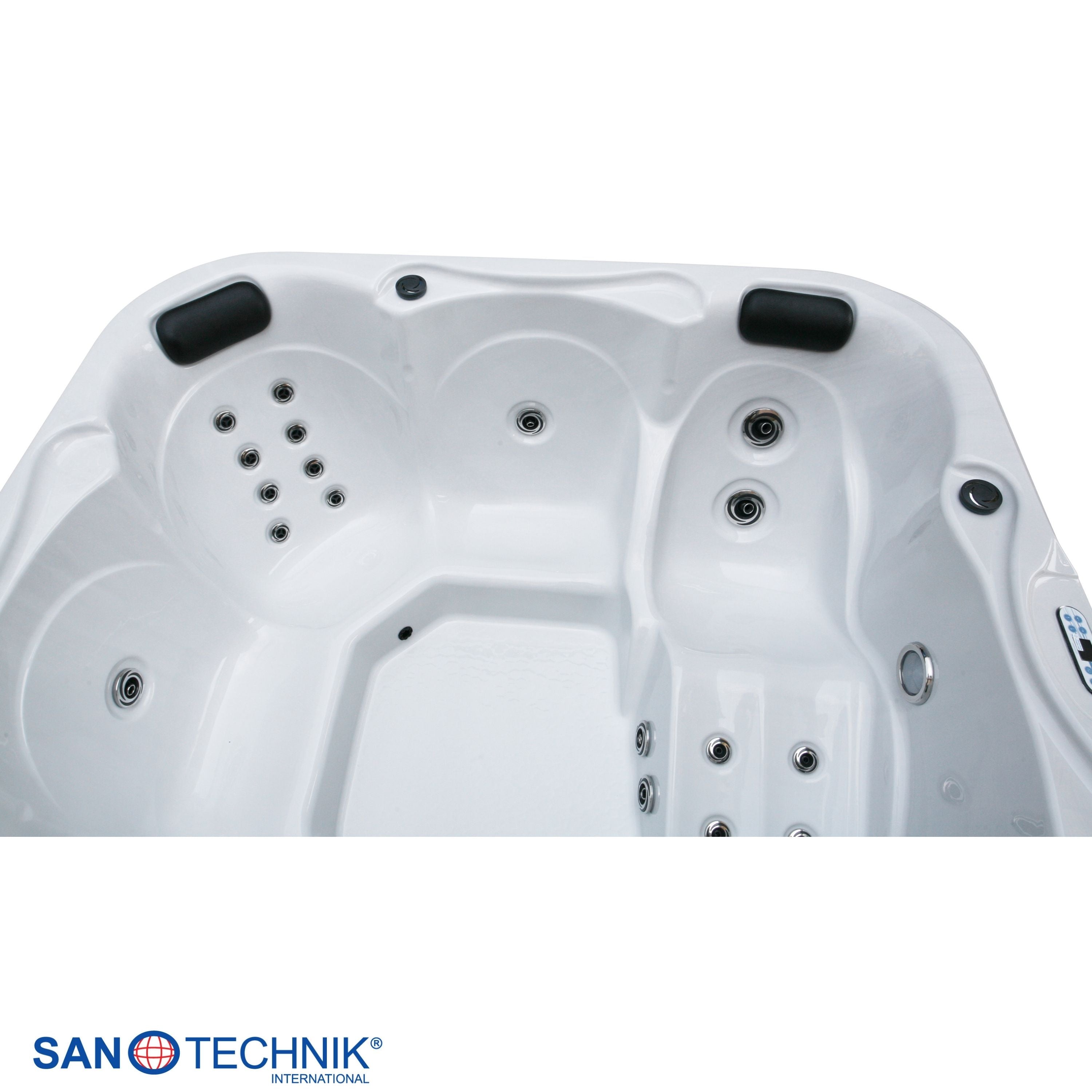 Outdoor whirlpool TIROL WHITE MARBLE including cover and steps - 210 x 210 x 80 cm frost-proof