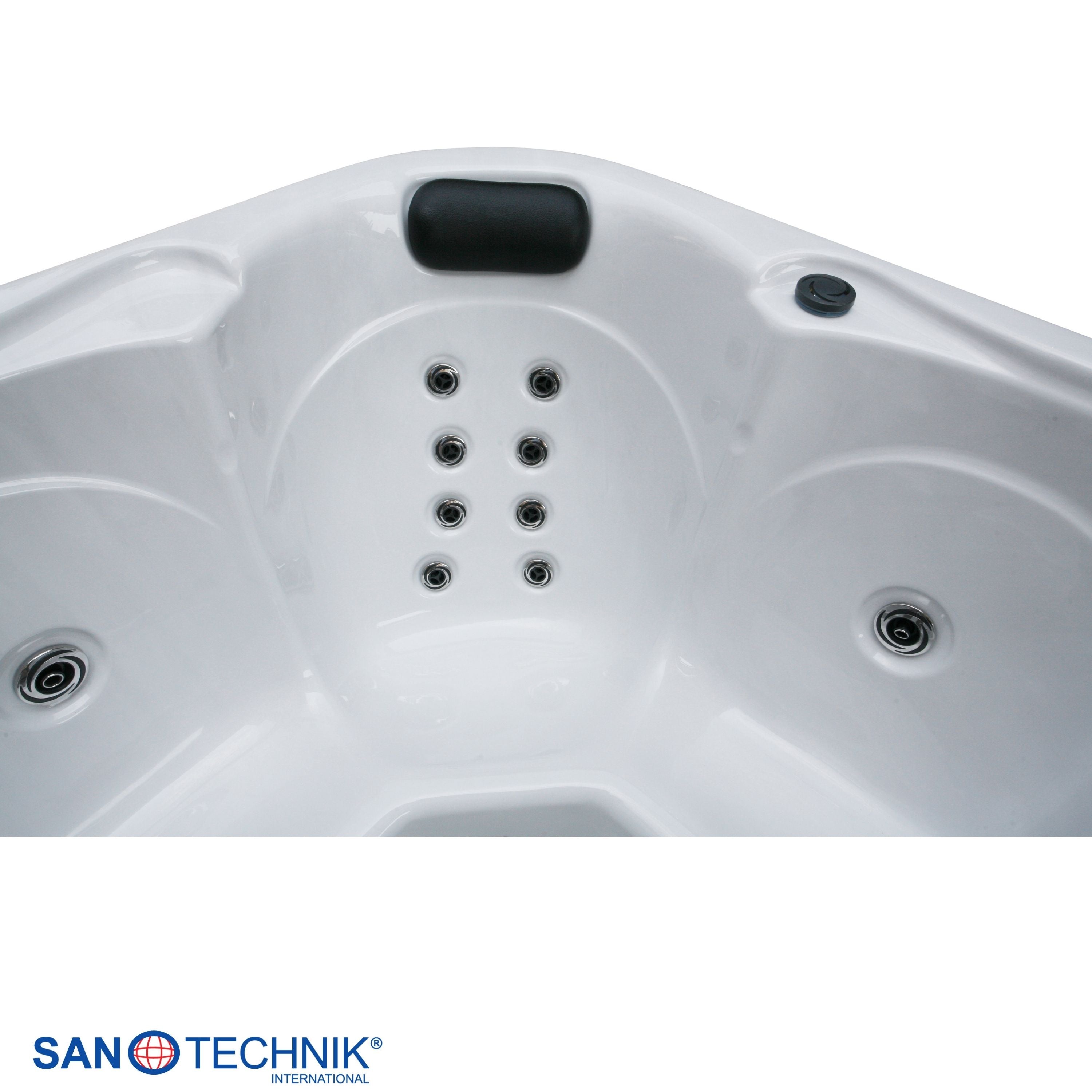 Outdoor whirlpool TIROL WHITE MARBLE including cover and steps - 210 x 210 x 80 cm frost-proof