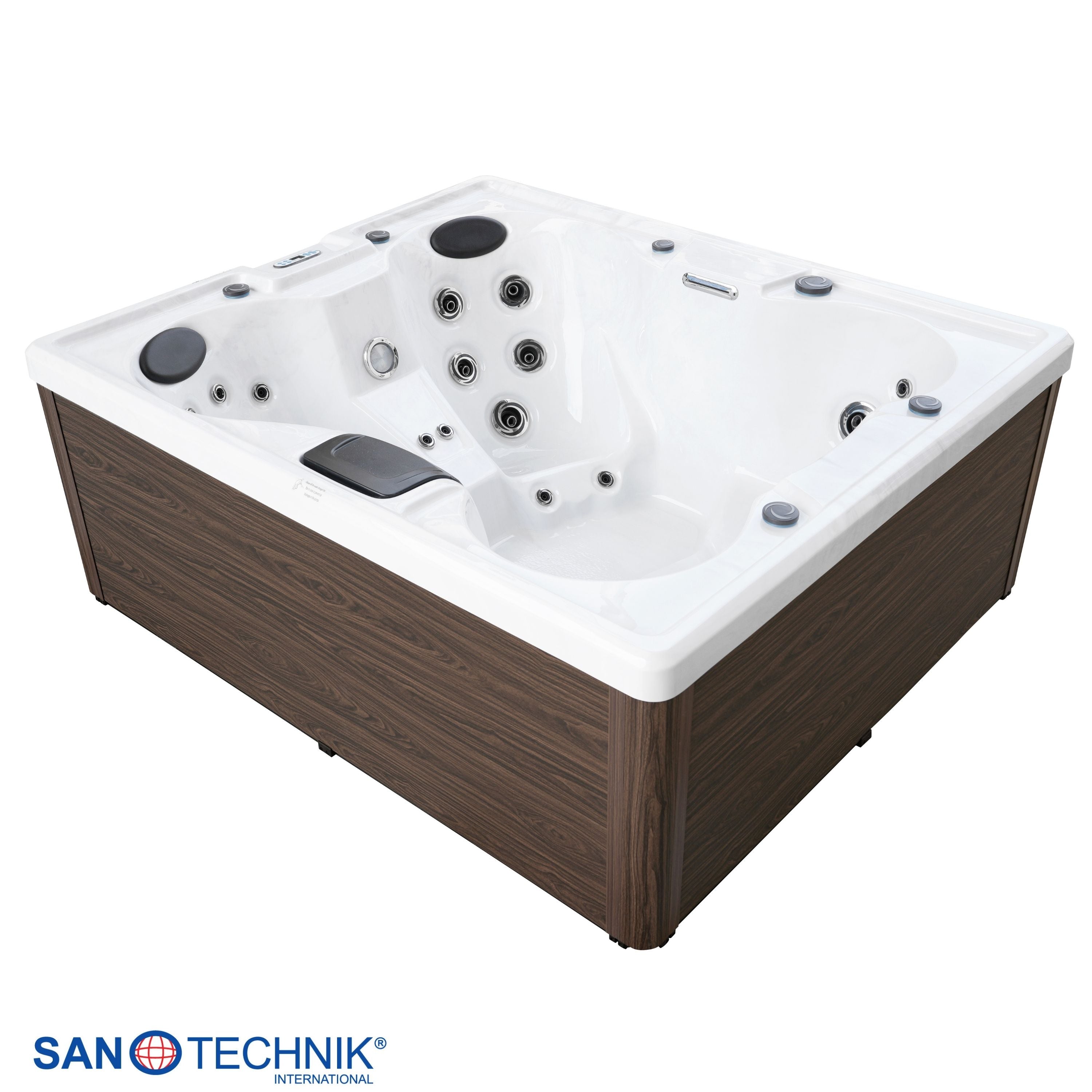 Outdoor Whirlpool CATANIA White Marble incl. Cover 210x180x82 cm frost-proof