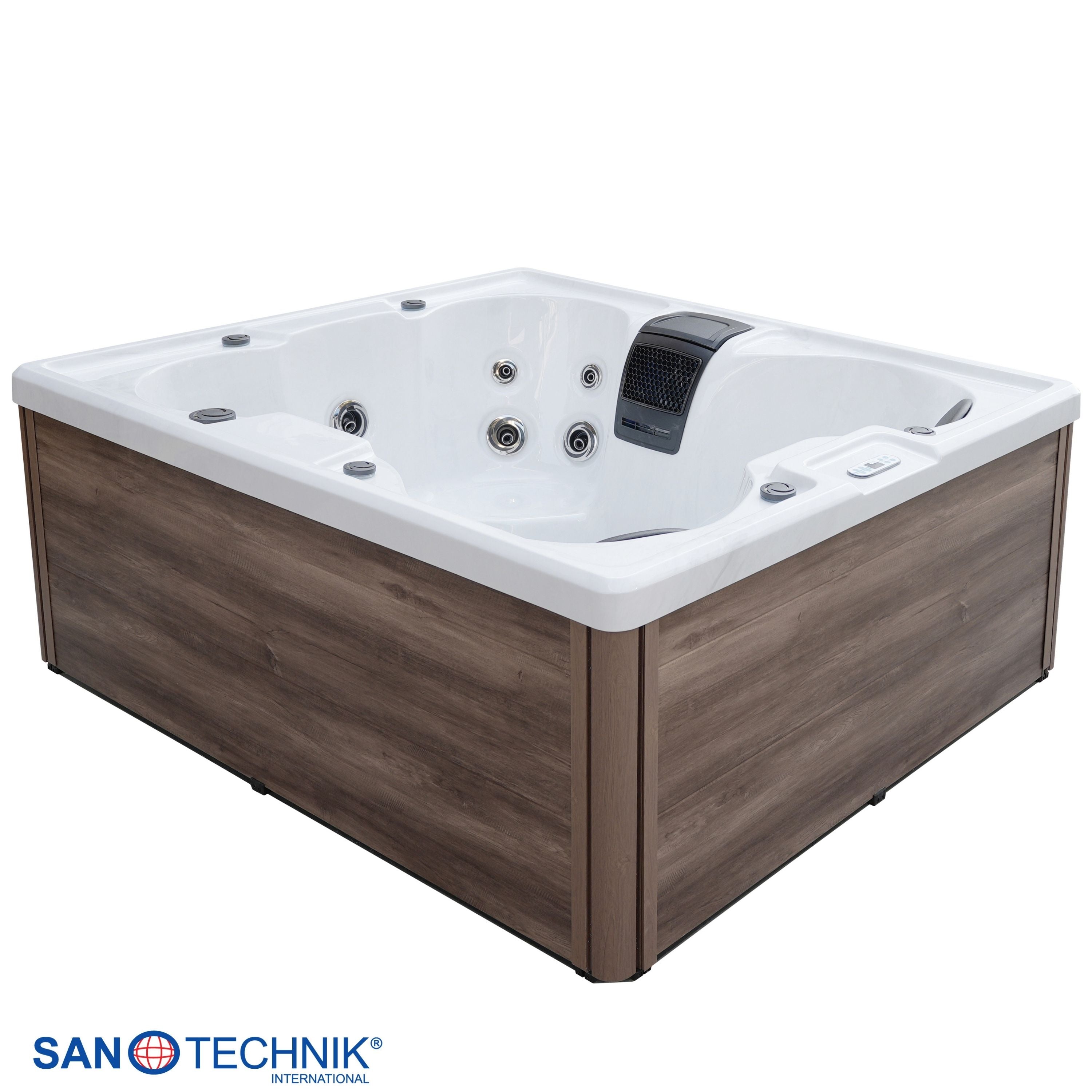 Hidromasaje exterior Catania MÁRMOL BLANCO con cubierta 210x180x82 cm resistente a las heladas