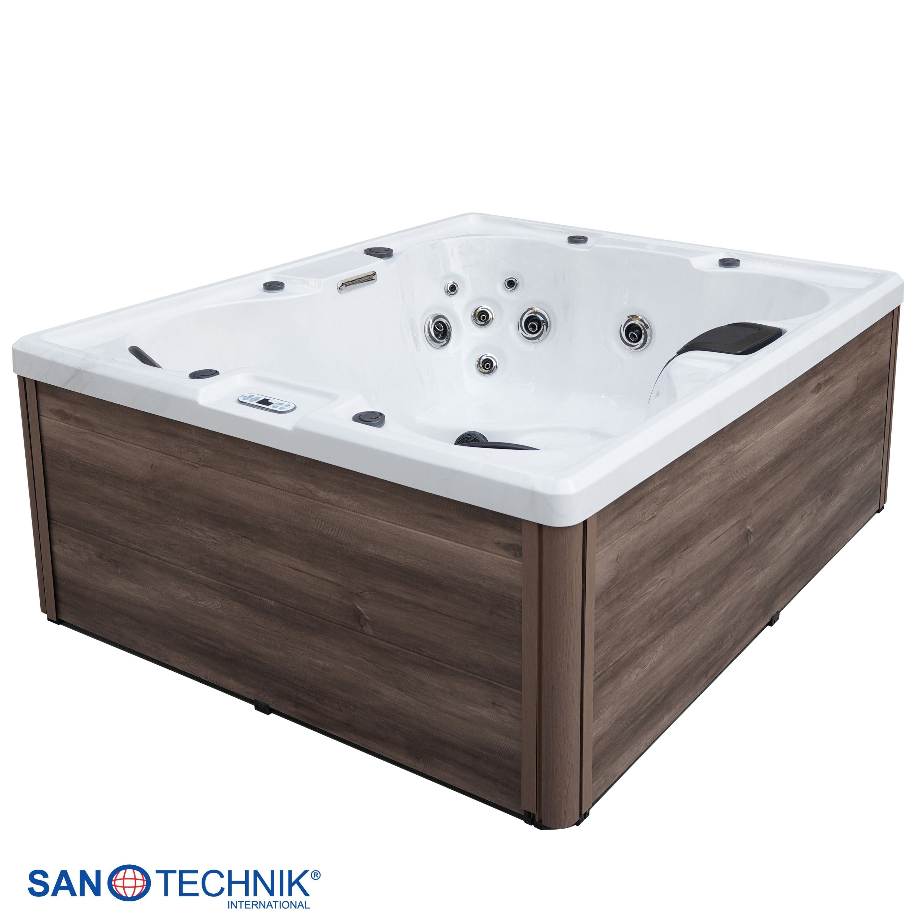 Hidromasaje exterior Catania MÁRMOL BLANCO con cubierta 210x180x82 cm resistente a las heladas
